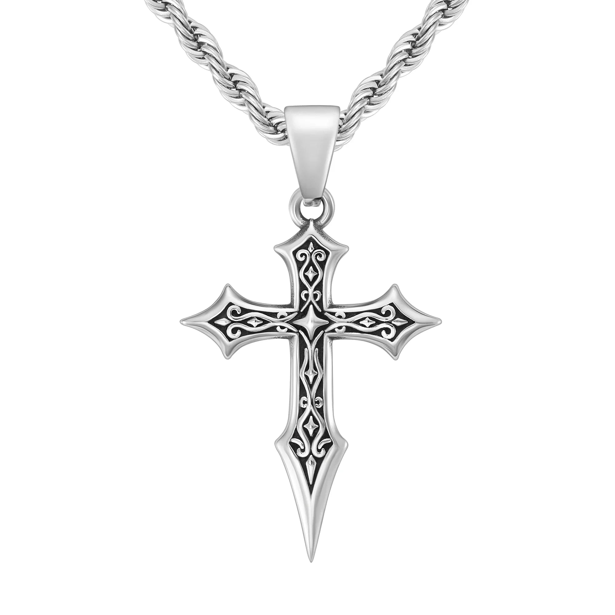 Pendentif croix viking, or blanc