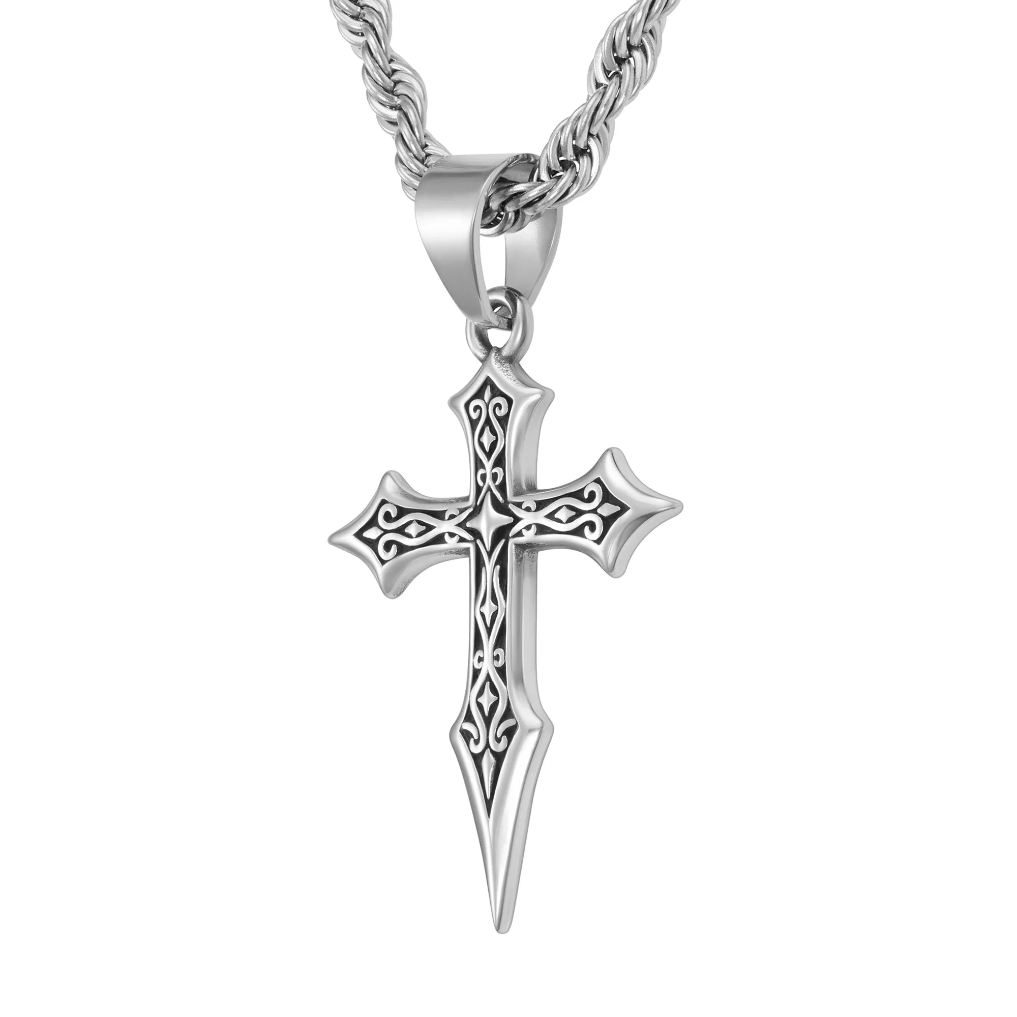 Pendentif croix viking, or blanc