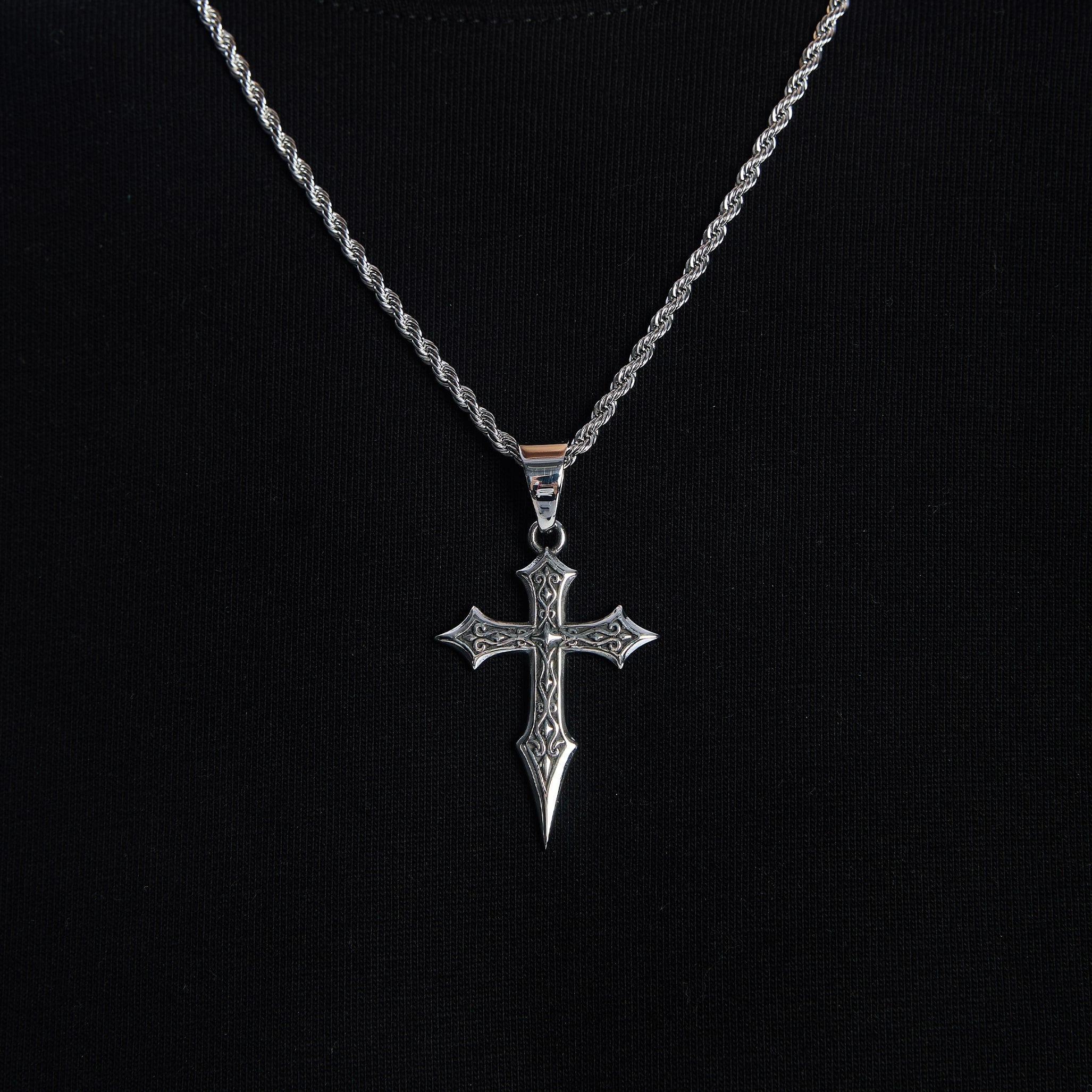 Pendentif croix viking, or blanc