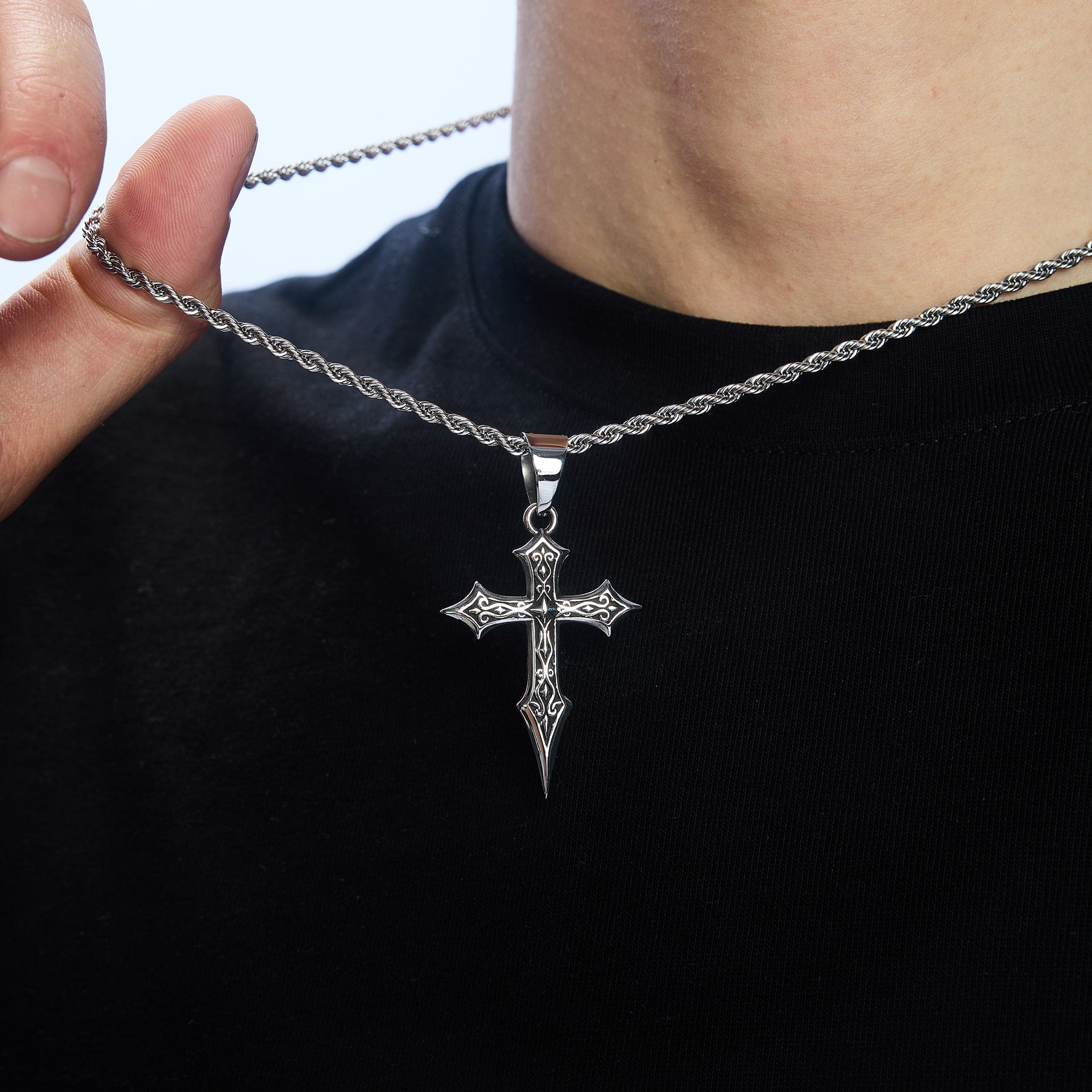 Pendentif croix viking, or blanc