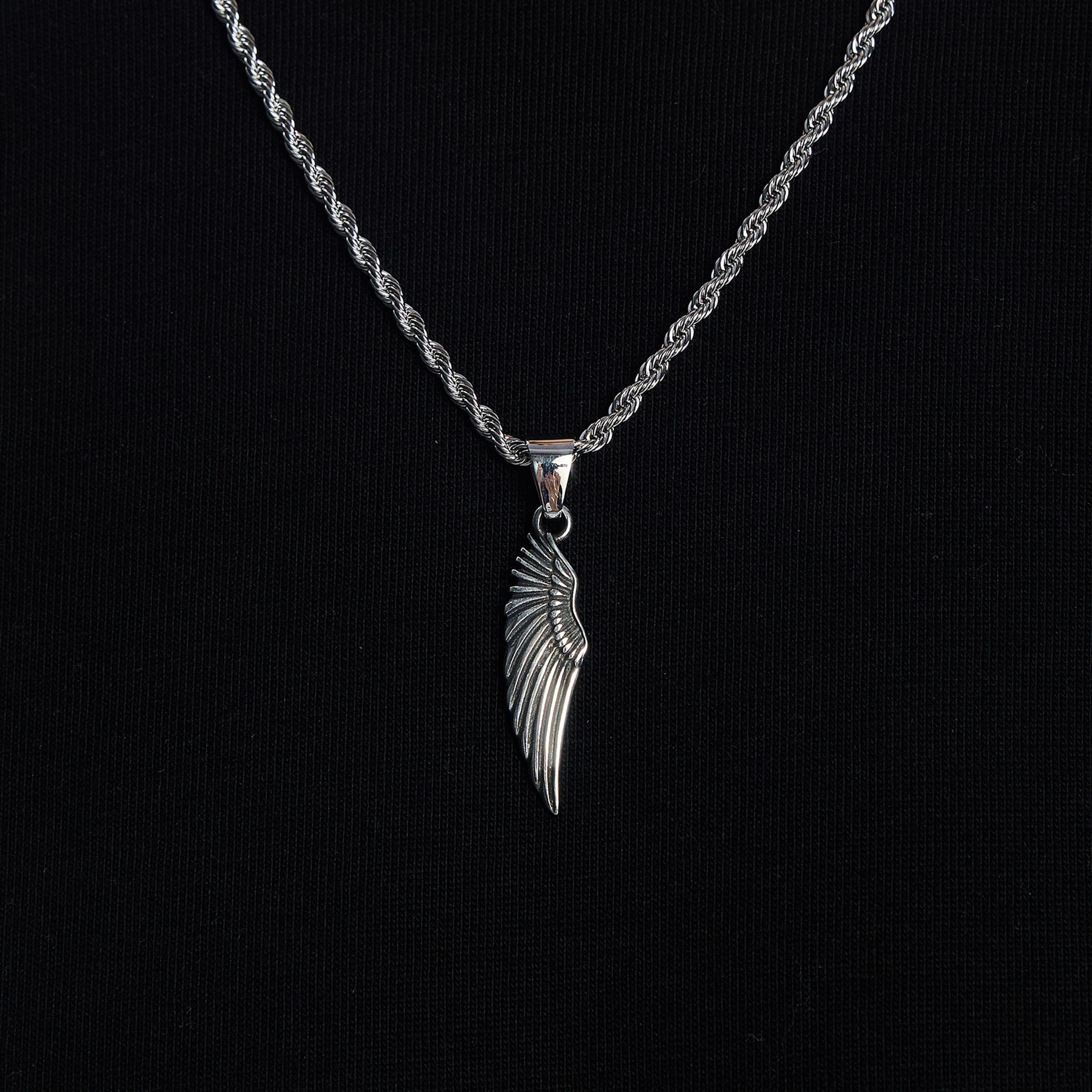 Wing Pendant, White Gold