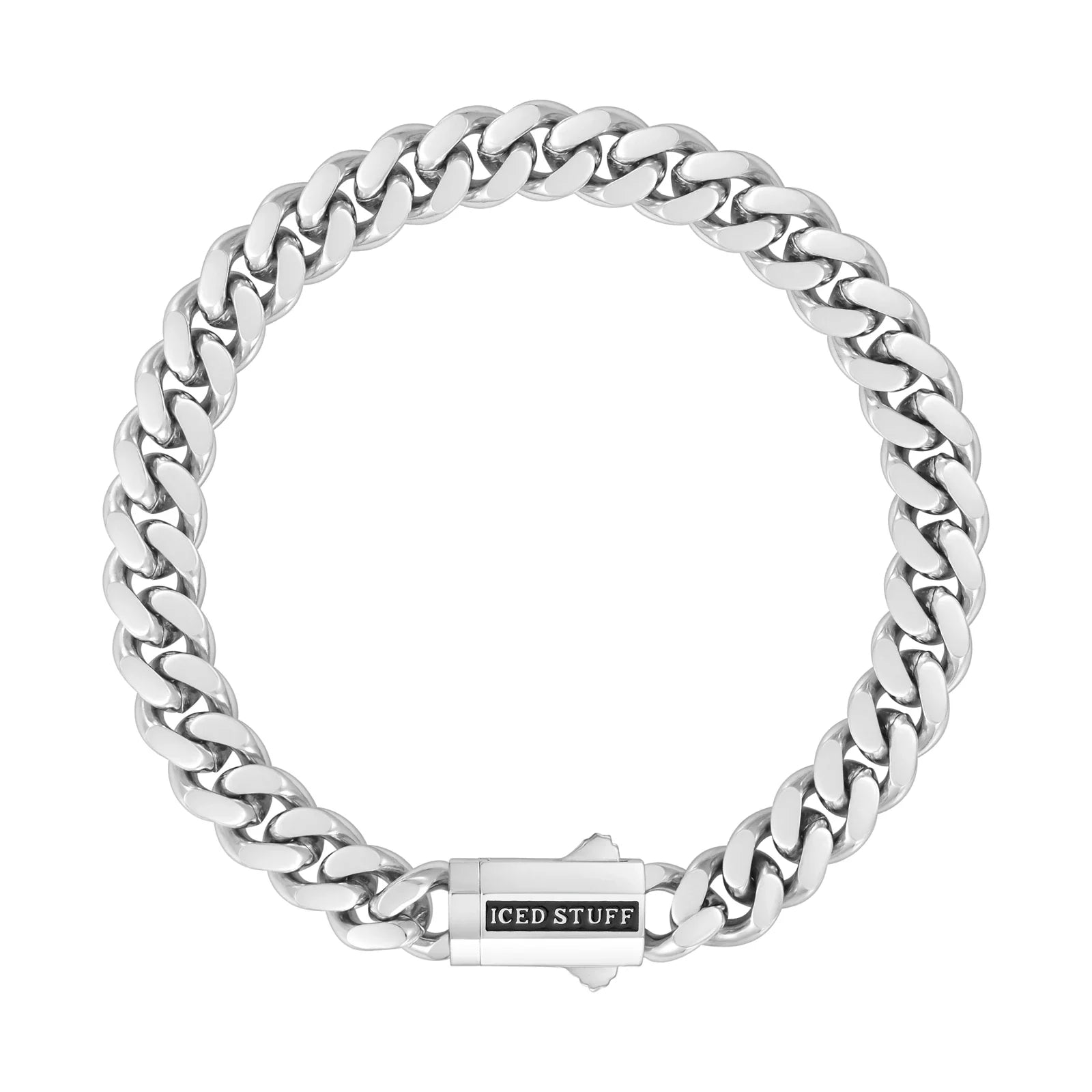 Premium Curb Cuban Link Bracelet 8mm White Gold