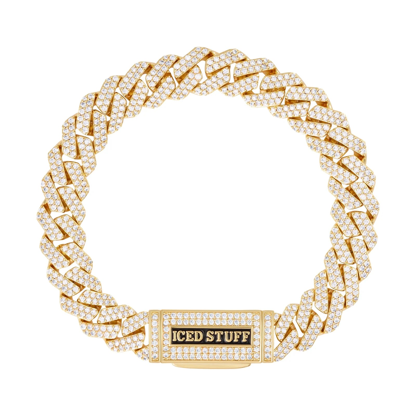 Premium Diamond Prong Cuban Link Bracelet 10mm Gold