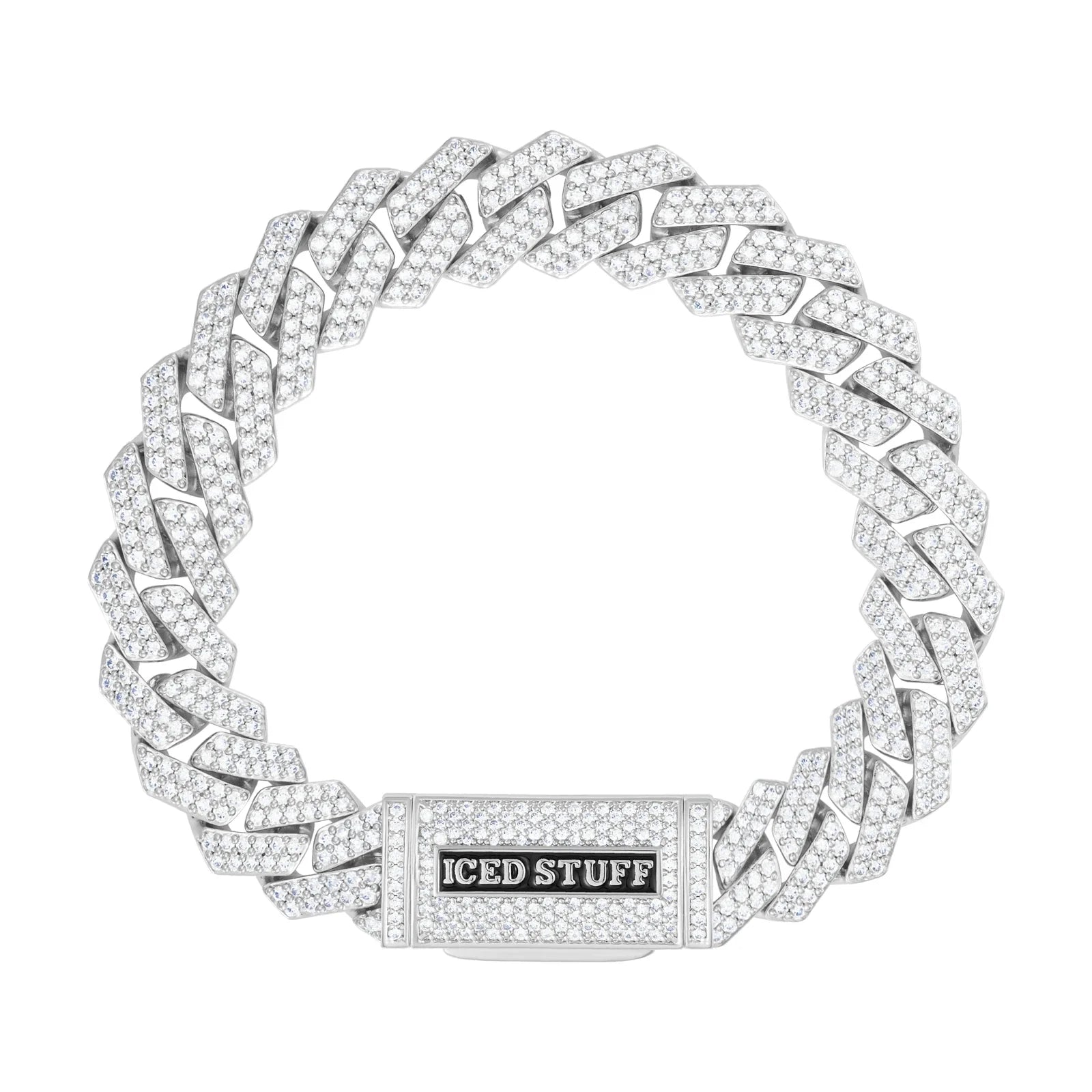 Premium Diamond Prong Cuban Link Bracelet 12mm White Gold