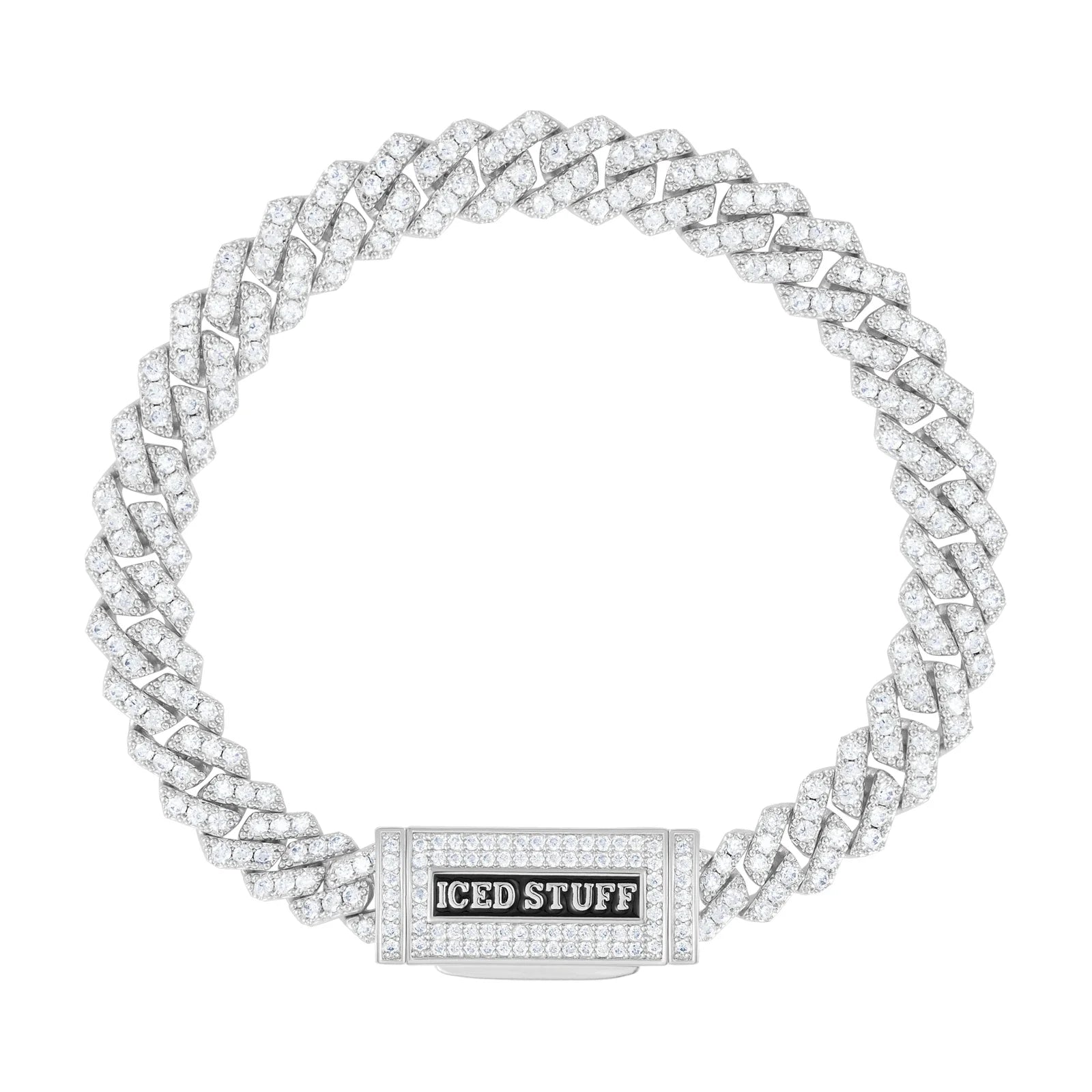 Premium Diamond Prong Cuban Link Bracelet 8mm White Gold