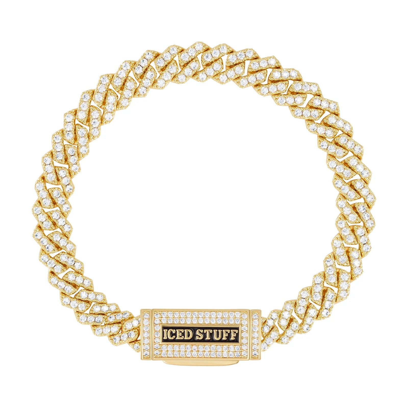 Premium Diamond Prong Cuban Link Bracelet 8mm Gold