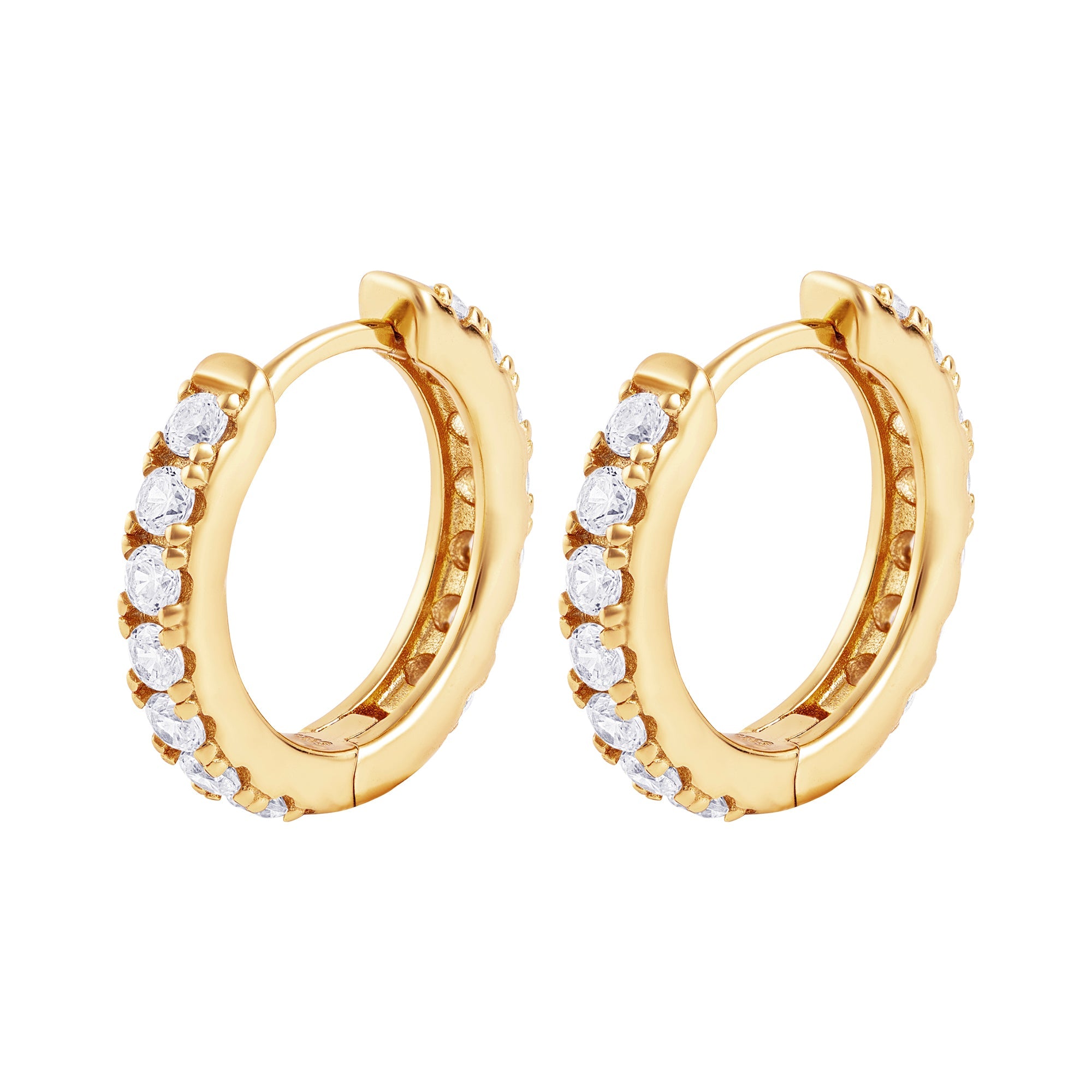 Diamond Earrings 15mm Women Collection Gold