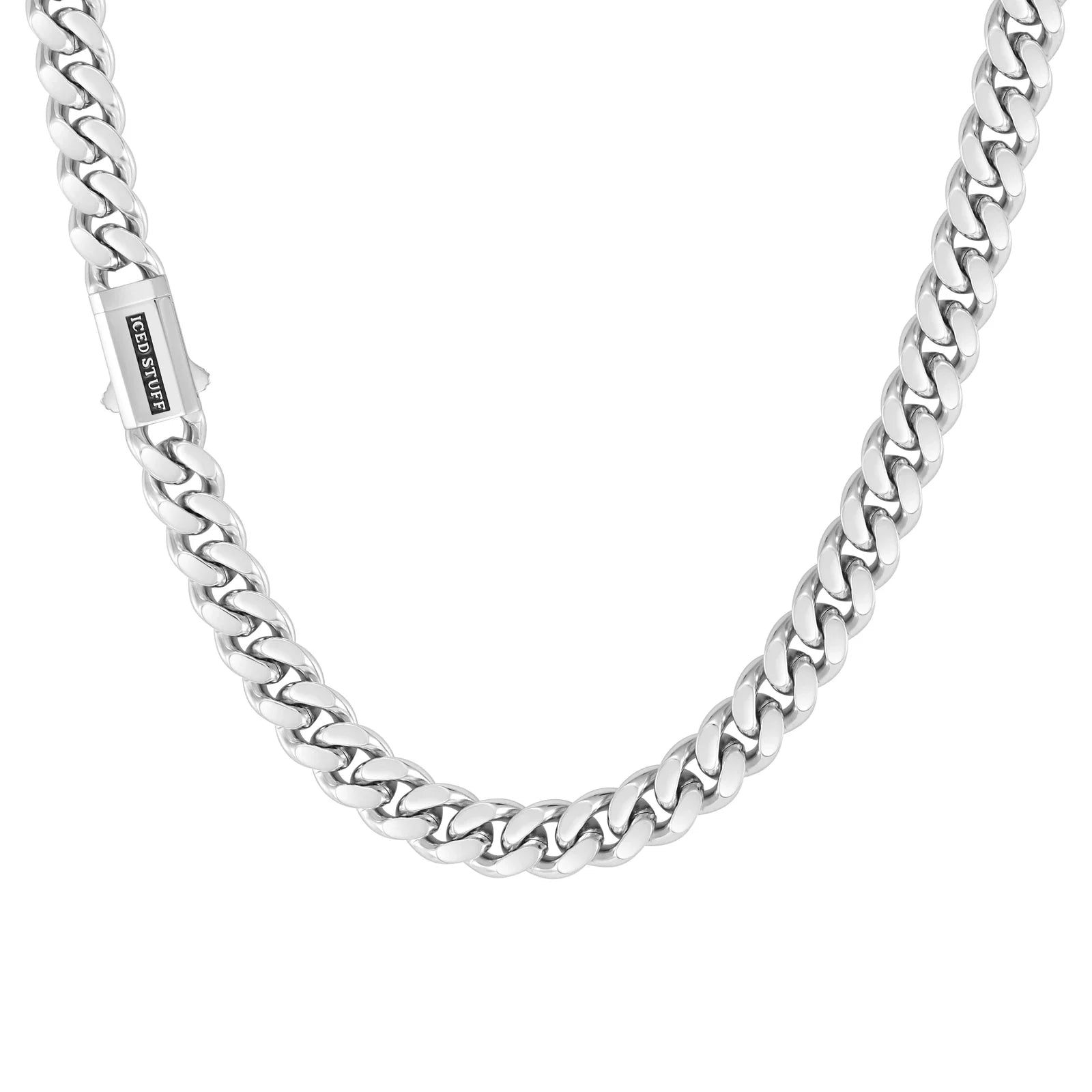Premium Curb Cuban Link Chain 10mm White Gold