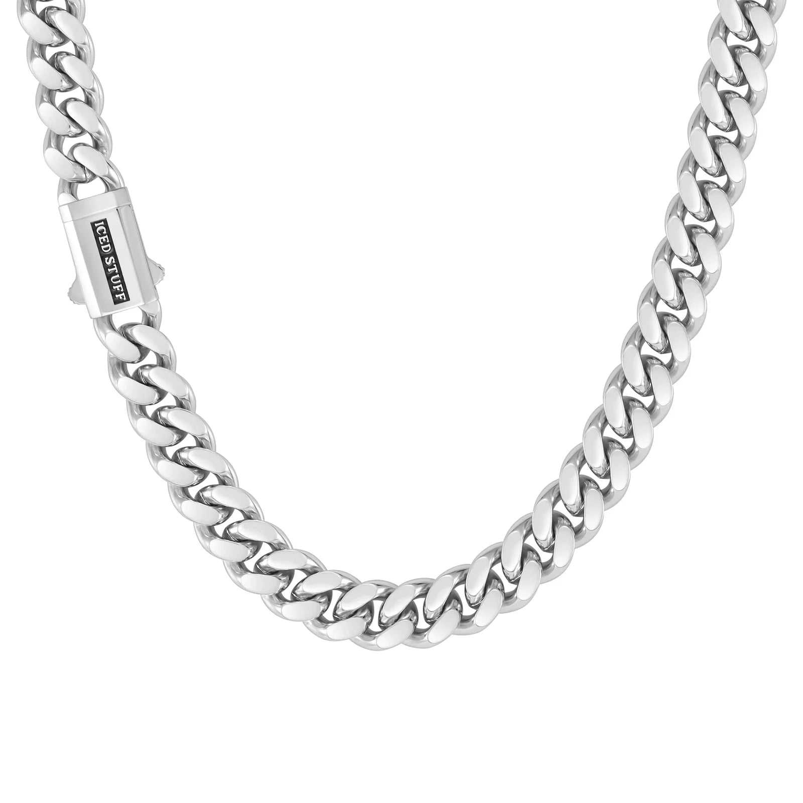 Premium Curb Cuban Link Chain 12mm White Gold