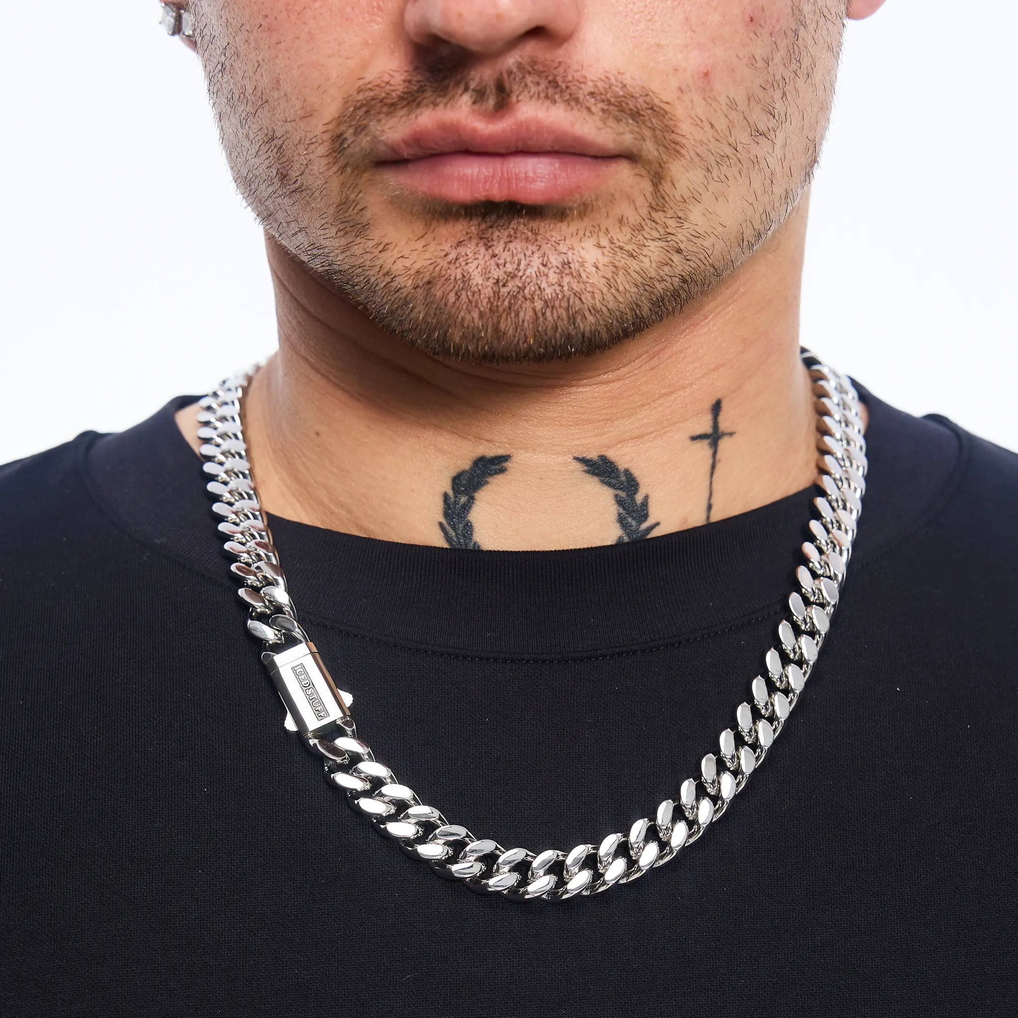Premium Curb Cuban Link Chain 12mm White Gold