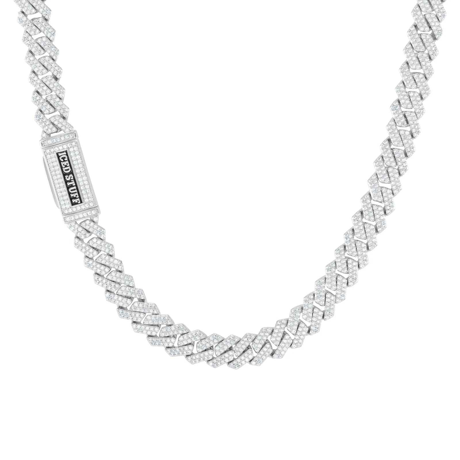 Premium Diamond Prong Cuban Link Chain 10mm White Gold