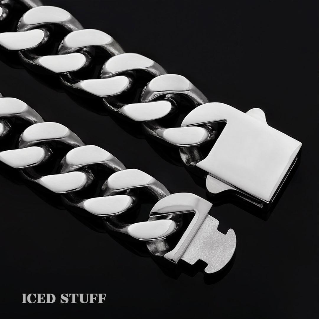 CURB CUBAN LINK 12MM BIAŁE ZŁOTO - ICED STUFF COM