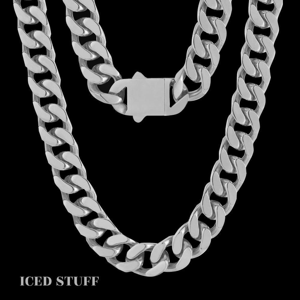 CURB CUBAN LINK 12MM BIAŁE ZŁOTO - ICED STUFF COM