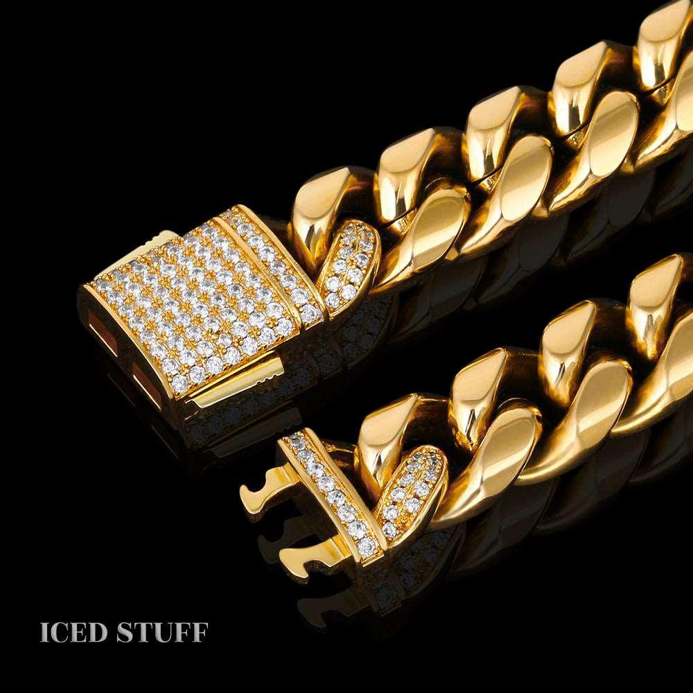 DIAMOND CLASP CUBAN LINK 12MM ZŁOTO