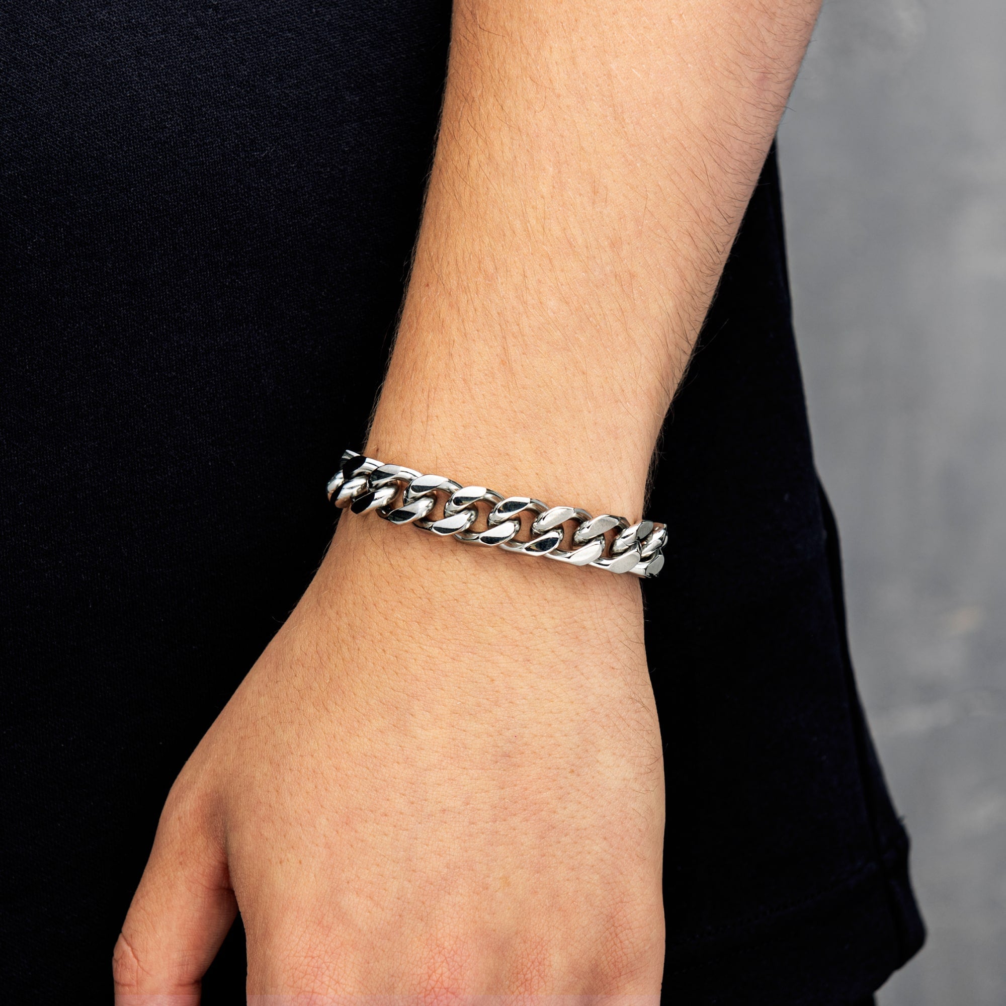 Curb Cuban Link Bracelet 12mm White Gold