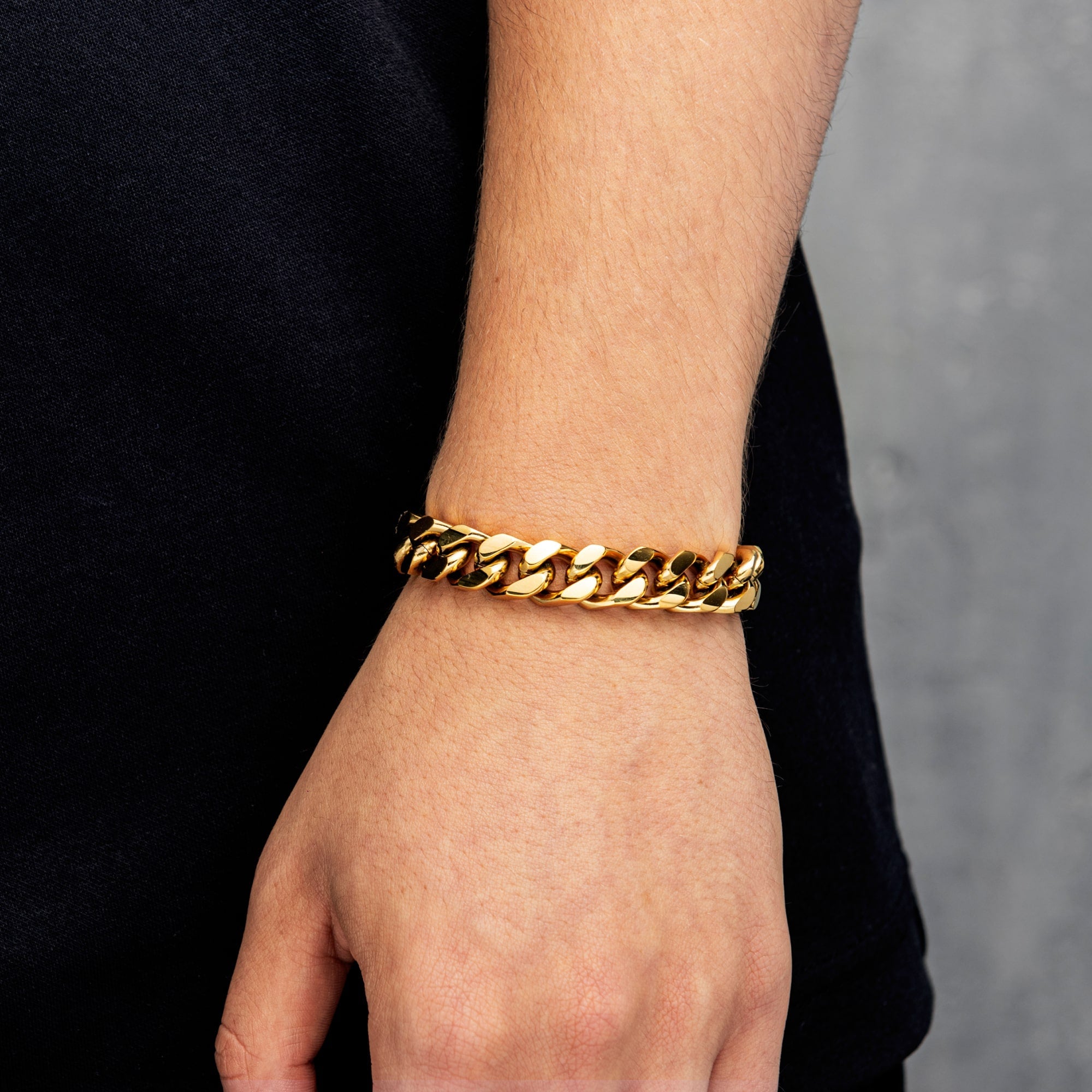 Curb Cuban Link Bracelet 12mm Gold