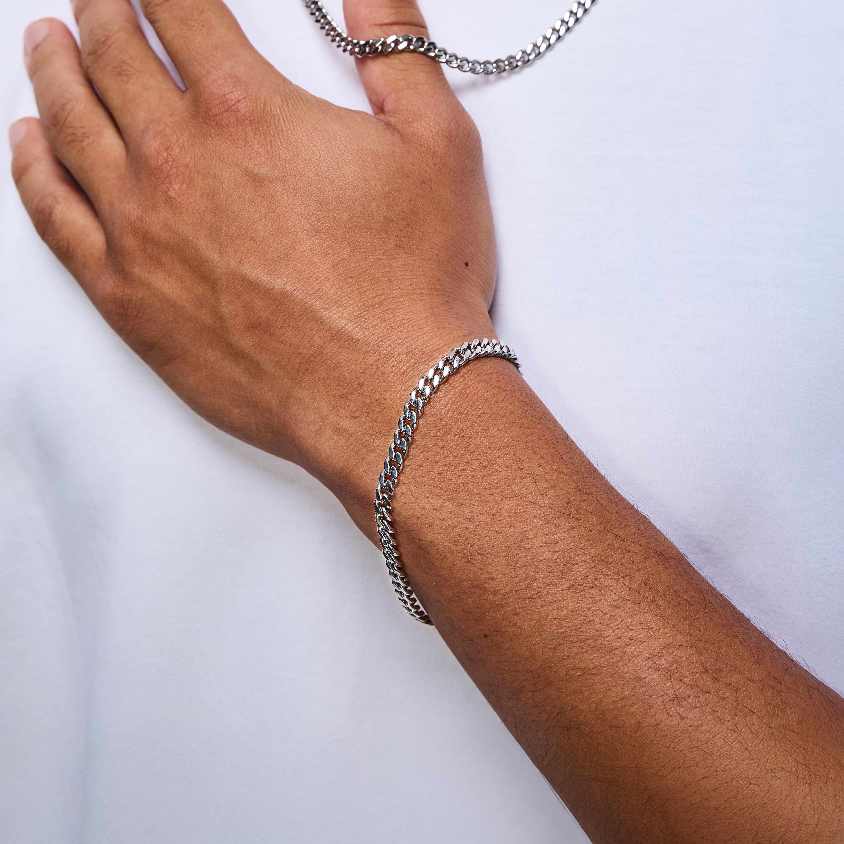 Curb Cuban Link Bracelet 5mm White Gold