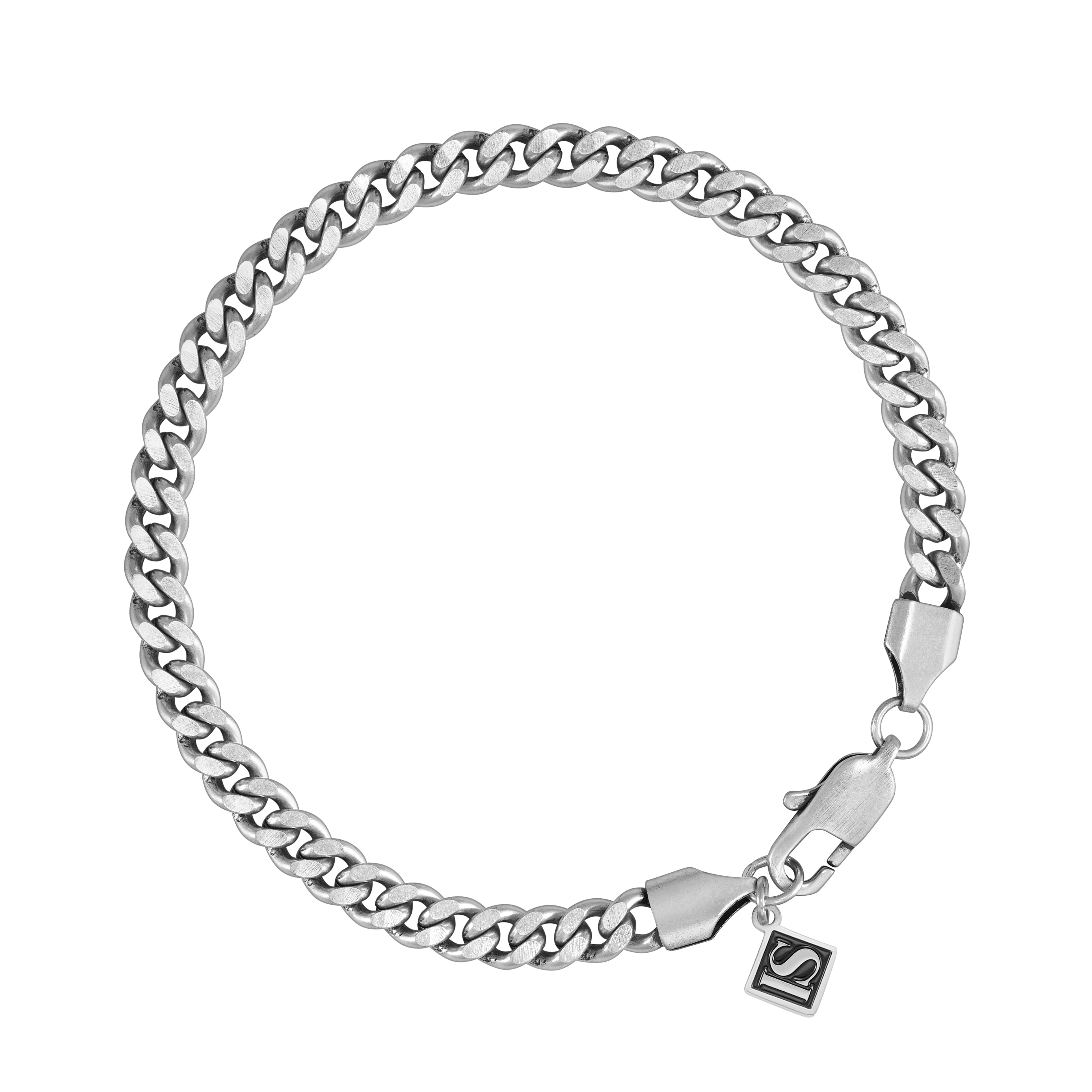Curb Cuban Link 5mm RAW Bracelet White Gold