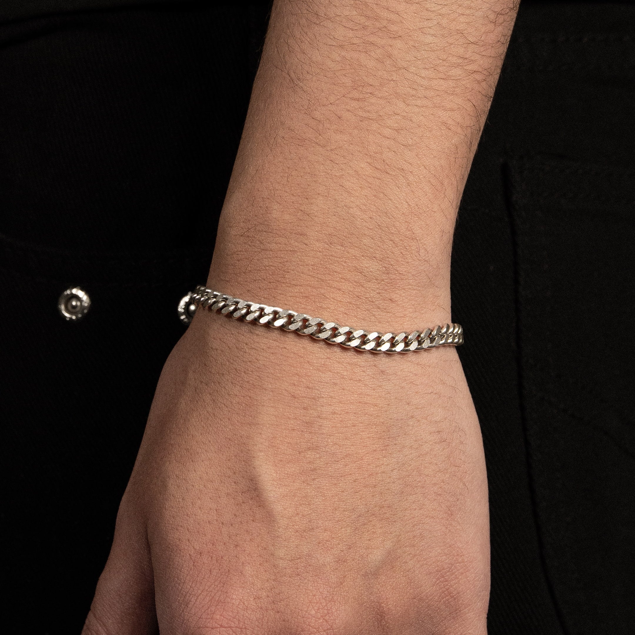 Curb Cuban Link 5mm RAW Bracelet White Gold