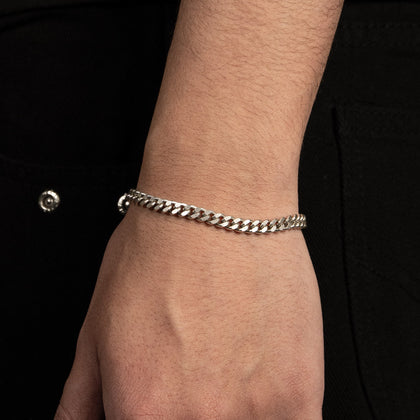 Curb Cuban Link 5mm RAW Bracelet White Gold