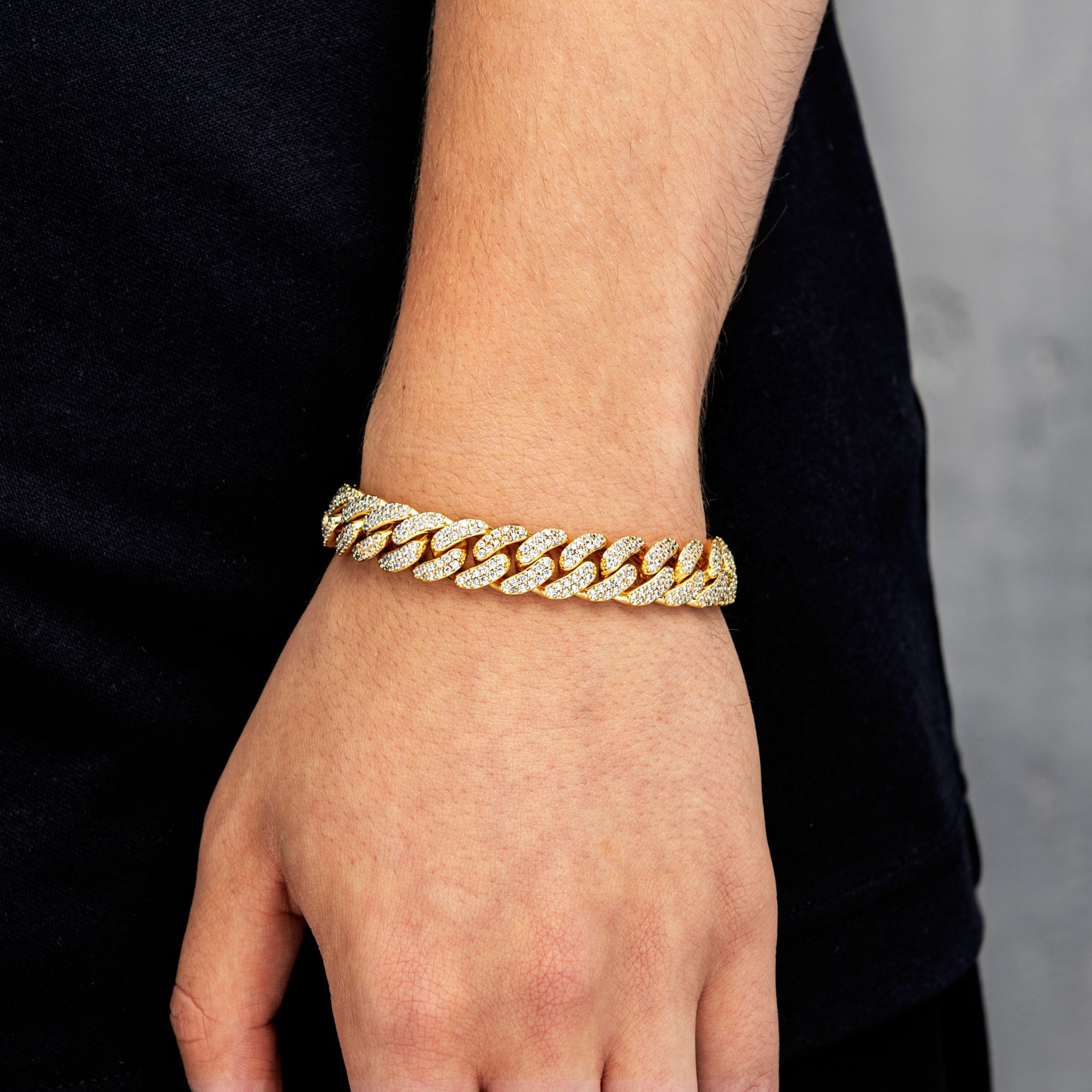 Premium Diamond Cuban Link Bracelet 12mm Gold