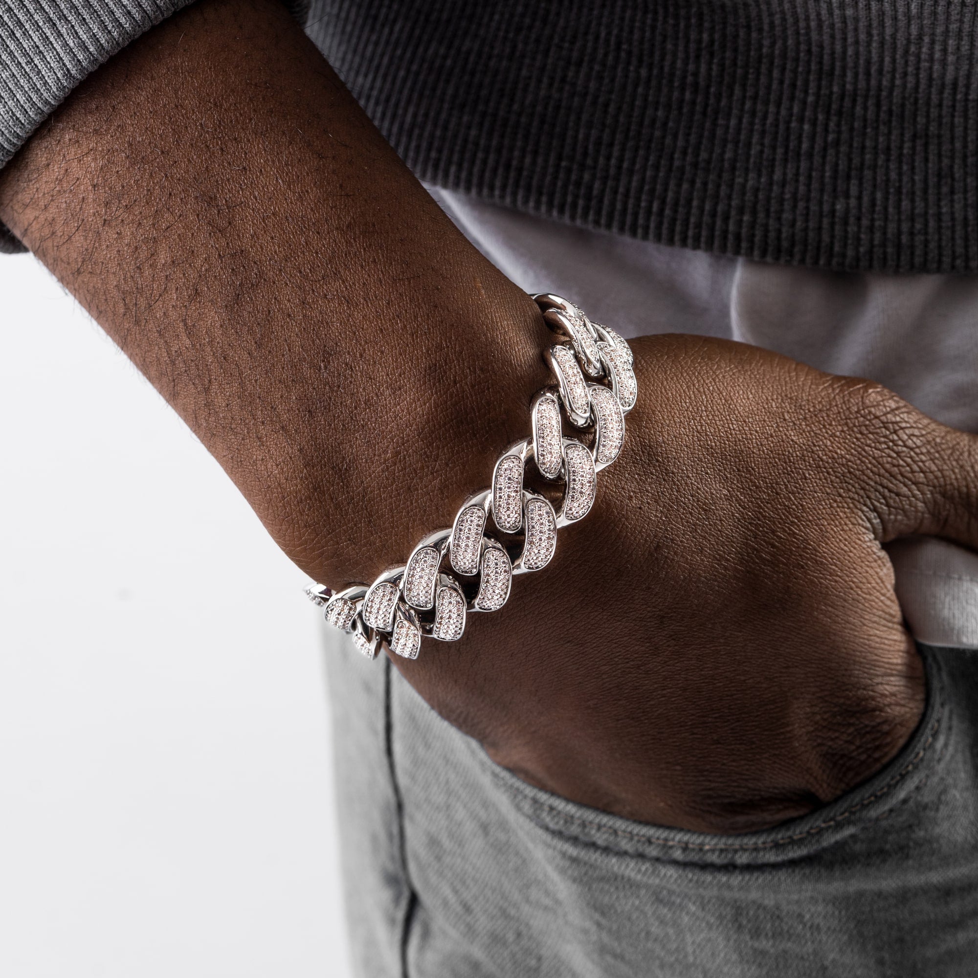 Diamond Cuban Link Bracelet 18mm White Gold