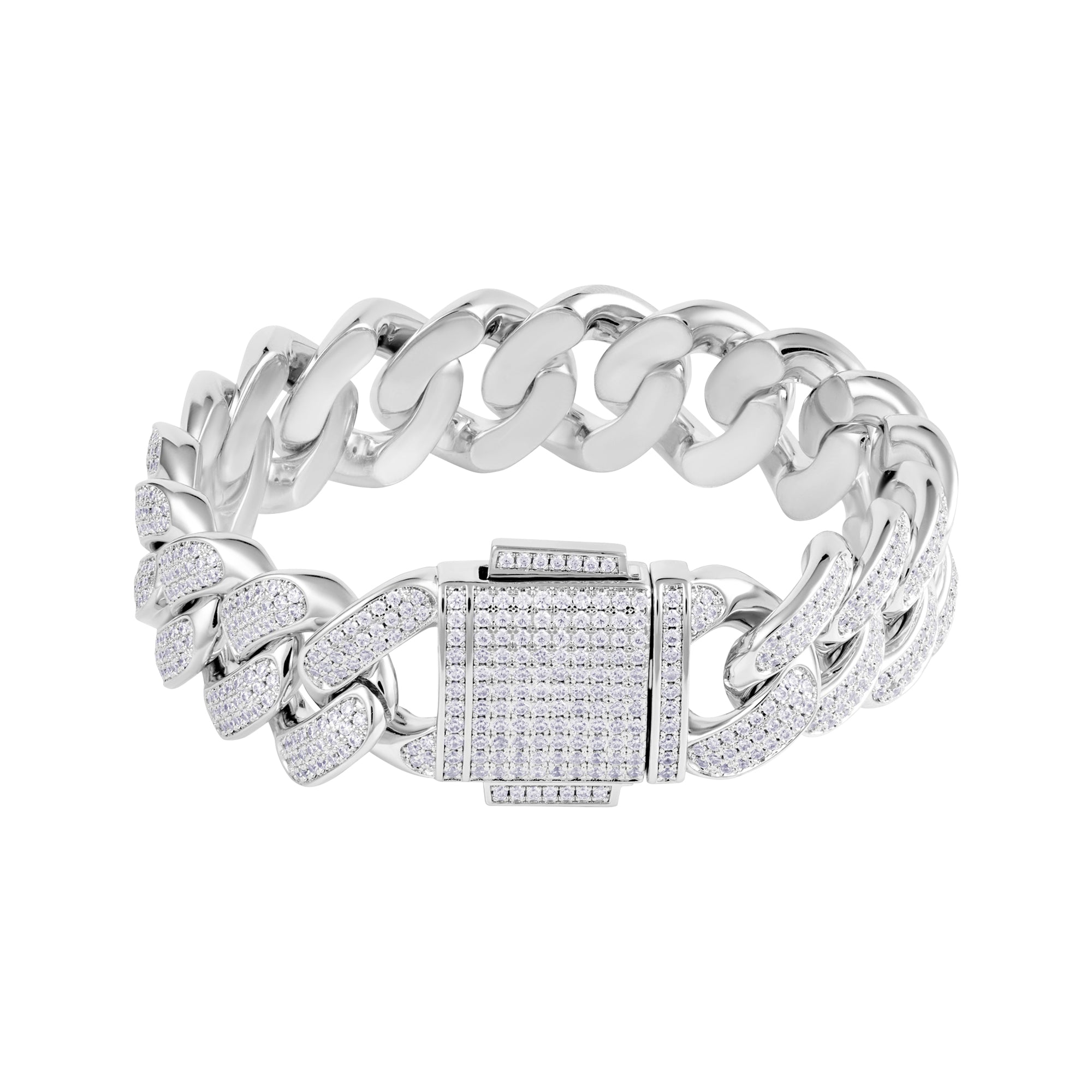 Diamond Cuban Link 18mm Bracelet White Gold