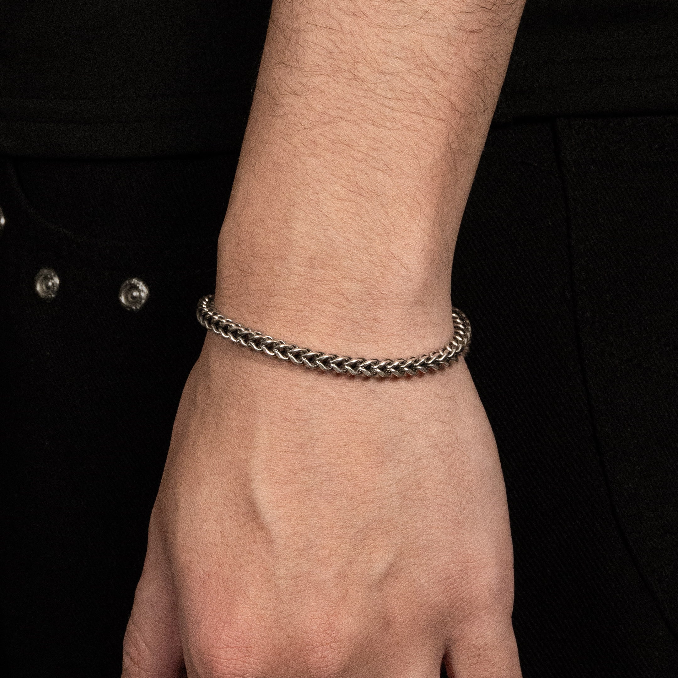 Franco 4mm RAW Bracelet White Gold
