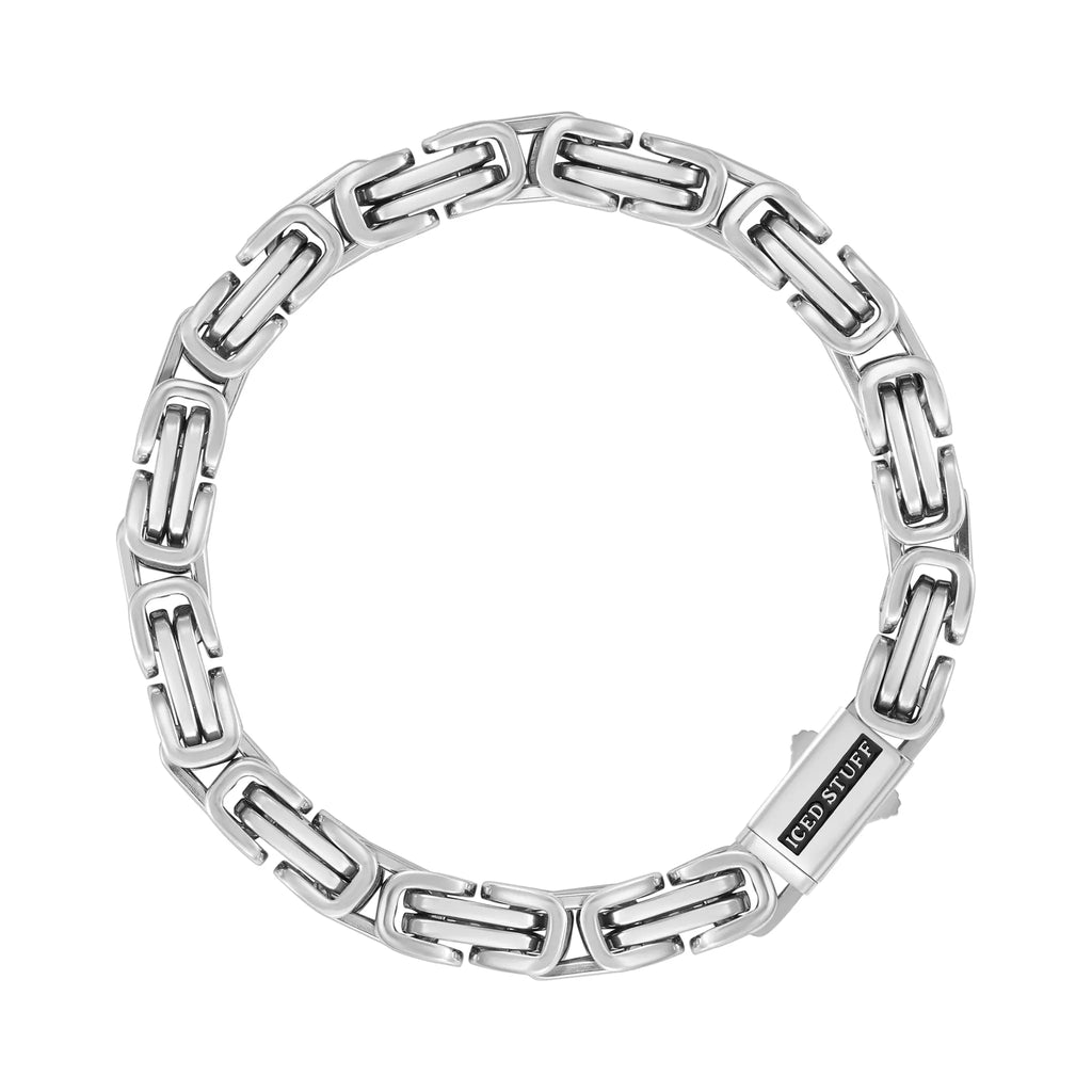 Byzantine bracelet 7mm | White Gold | ICED STUFF®