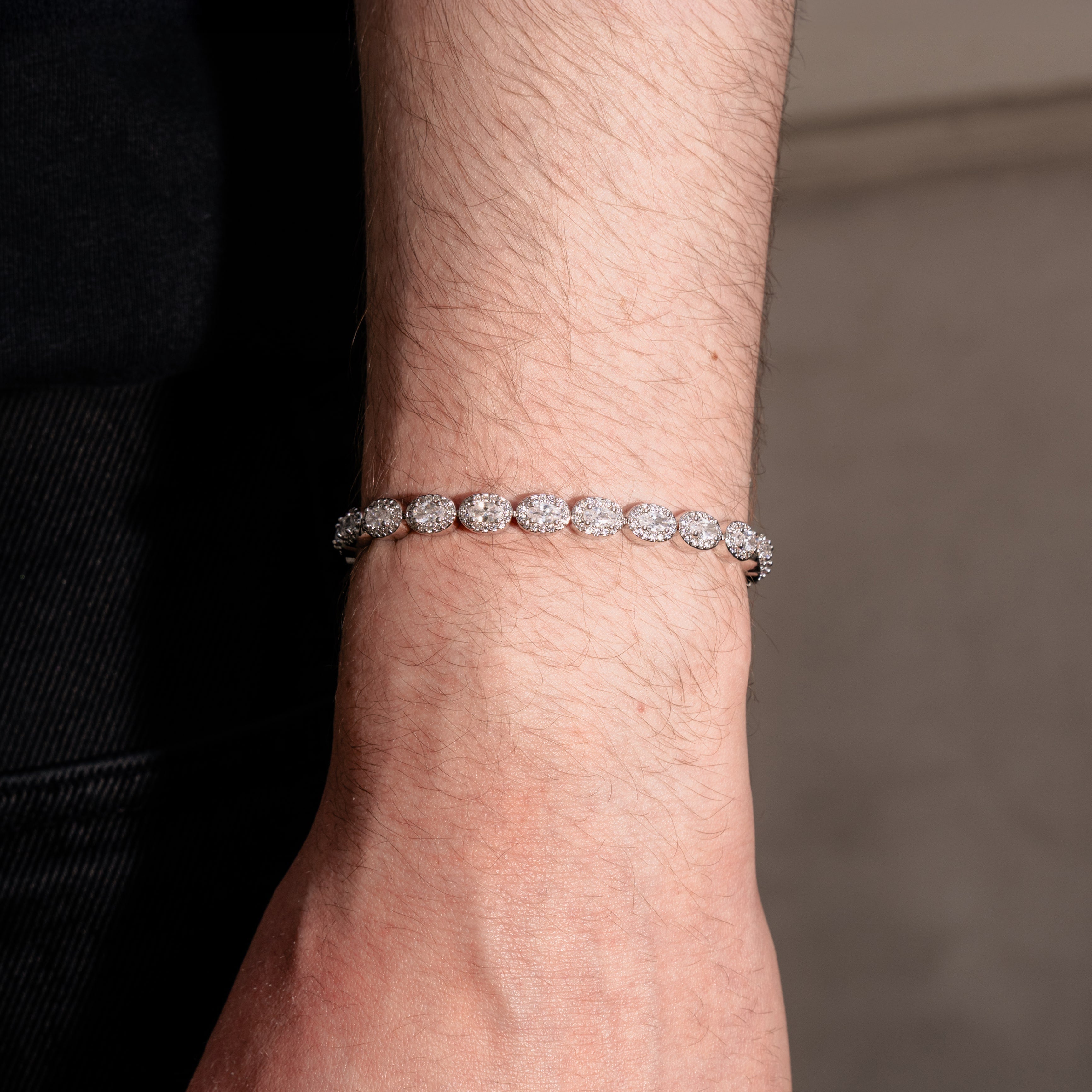 Oval Clustered Tennis Bracelet 6mm White Gold
