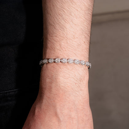 Bracelet tennis ovale en or blanc 6 mm