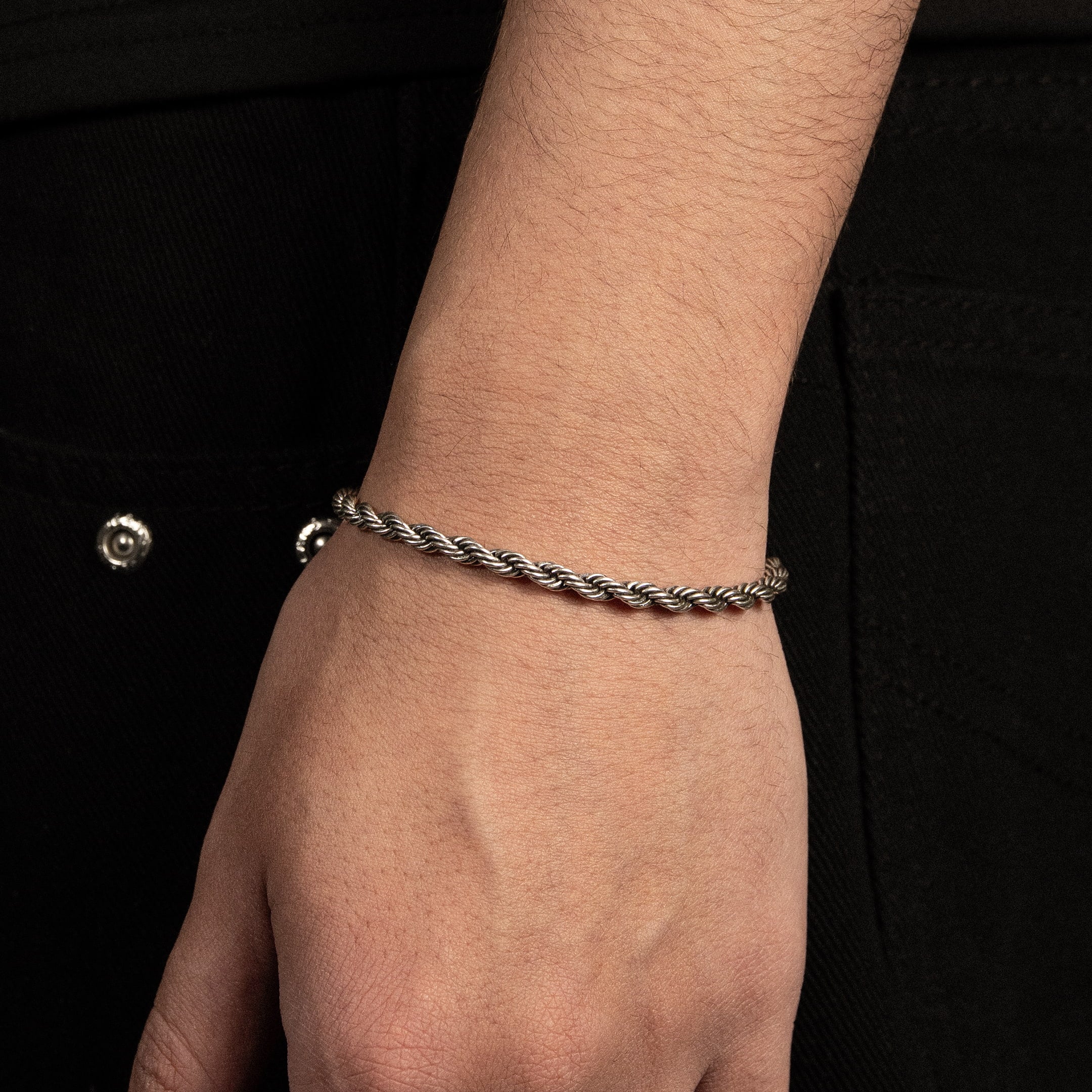Rope 4mm RAW Bracelet White Gold
