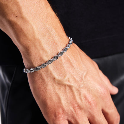 Bracelet Corde 5 mm Or Blanc