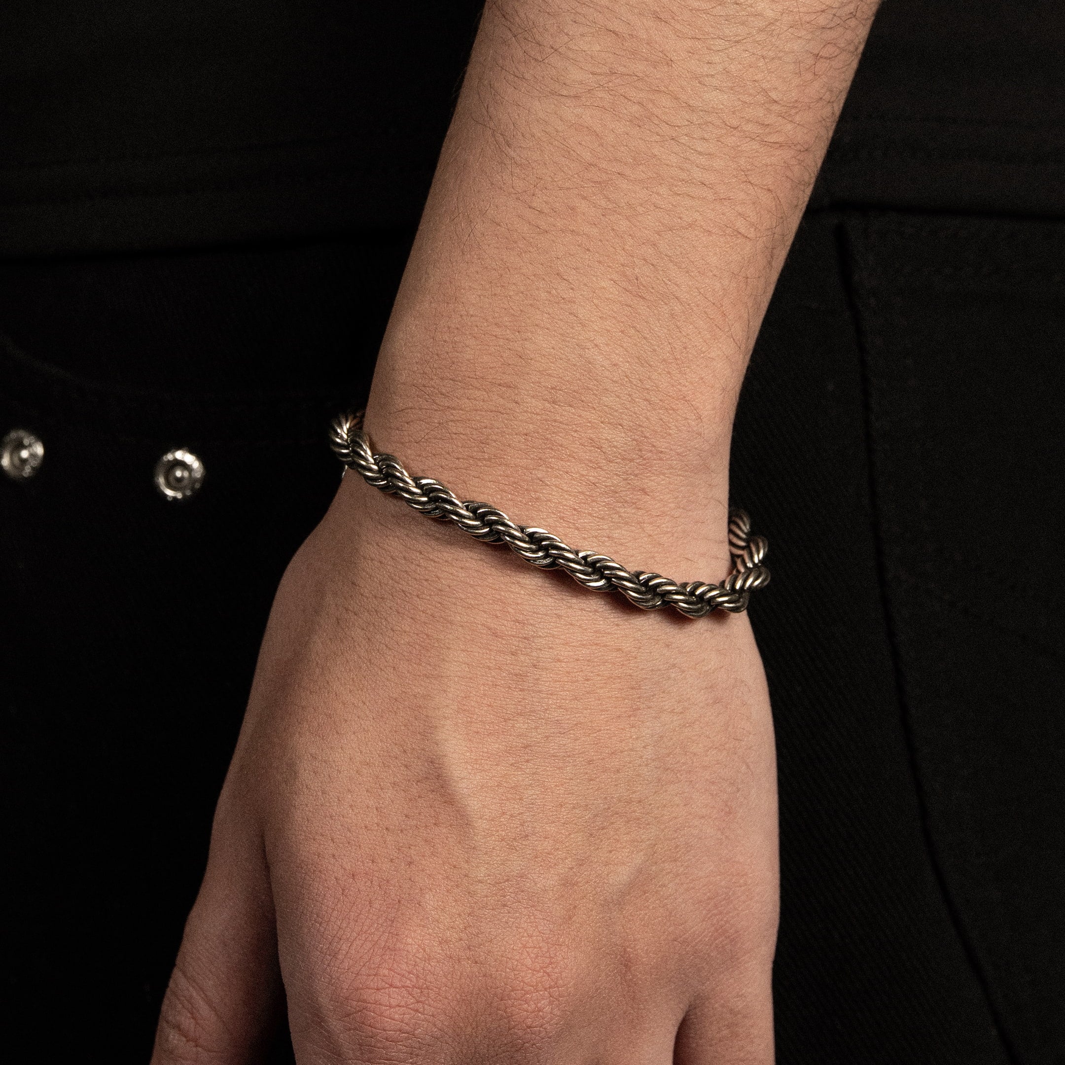 Rope 6mm RAW Bracelet White Gold