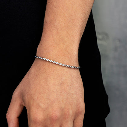 Bracelet Corde 3 mm Or Blanc