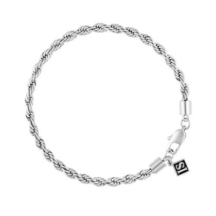 Bracelet Corde 4 mm Or Blanc