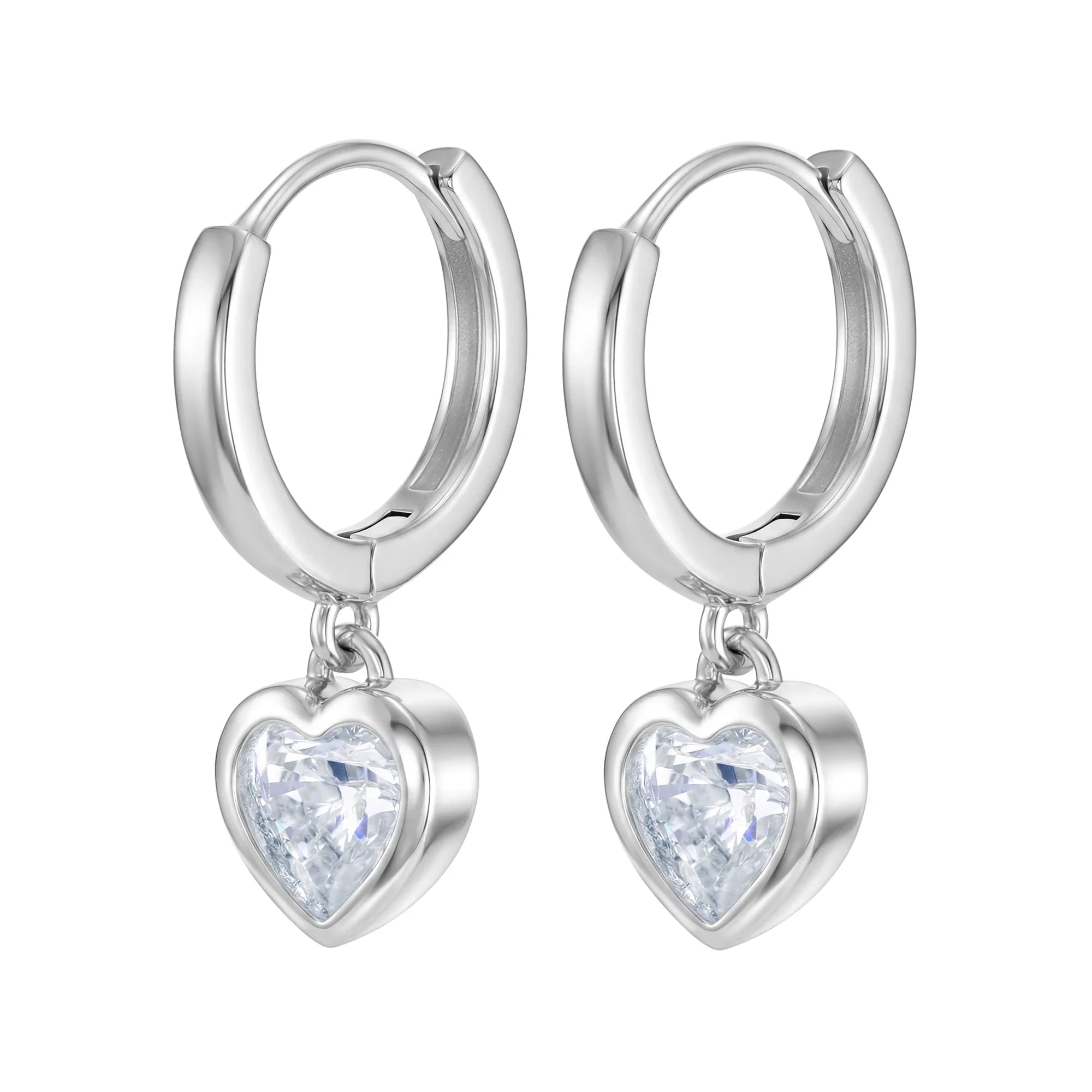 Crystal Heart White earrings in white gold S925