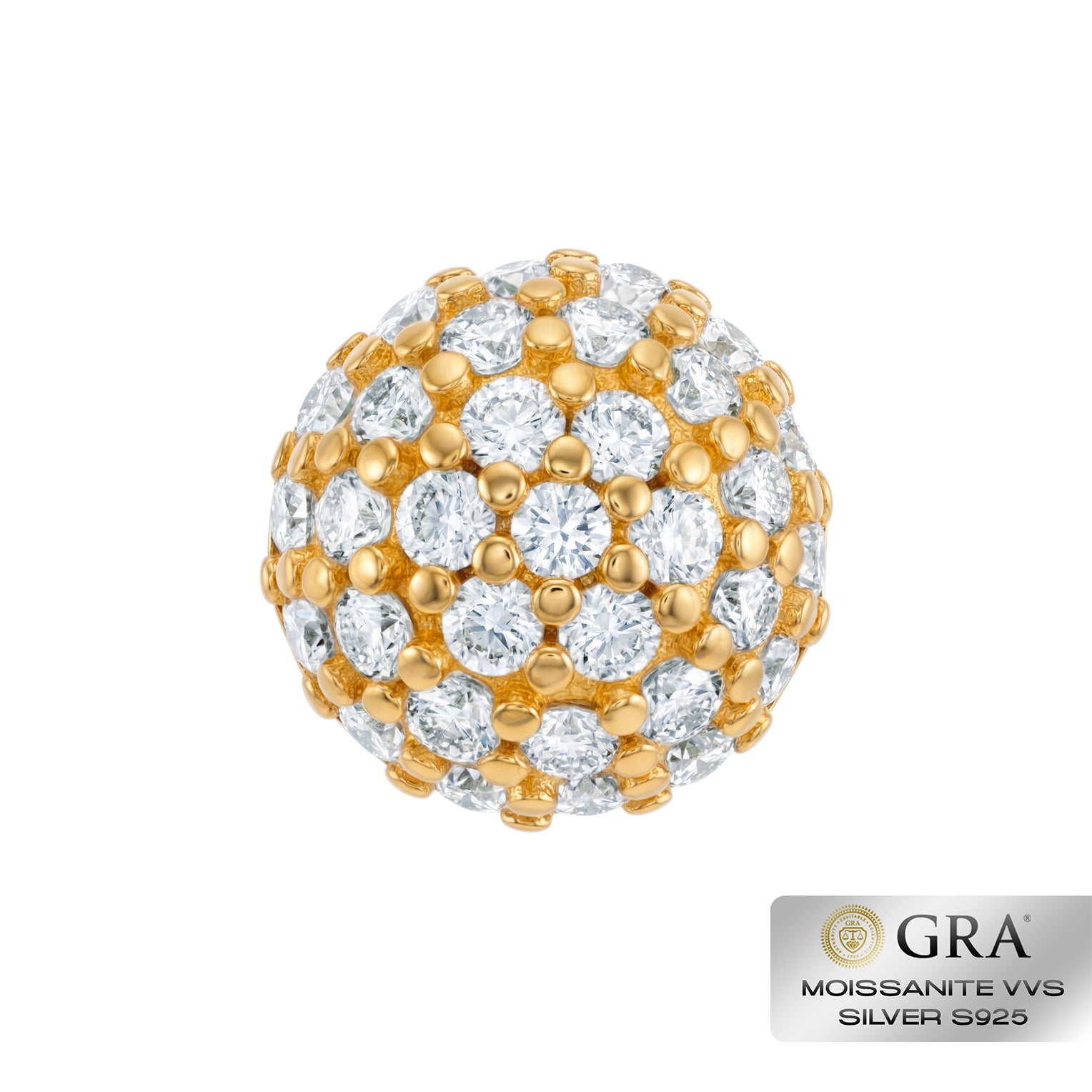 Diamond Half Ball Stud Earrings VVS S925 Gold