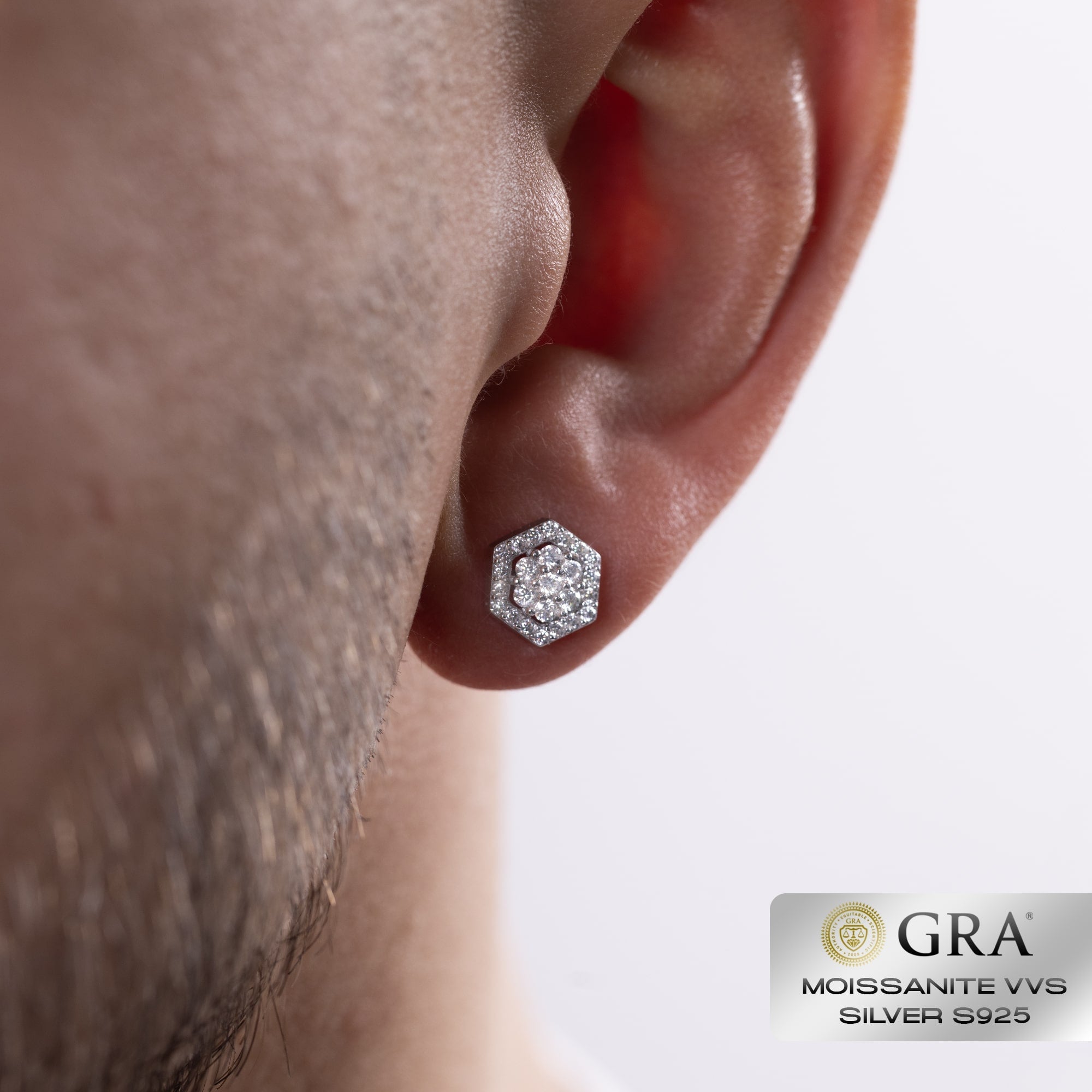 Boucles d'oreilles à tige en or blanc S925, diamants et miel, moissanite VVS