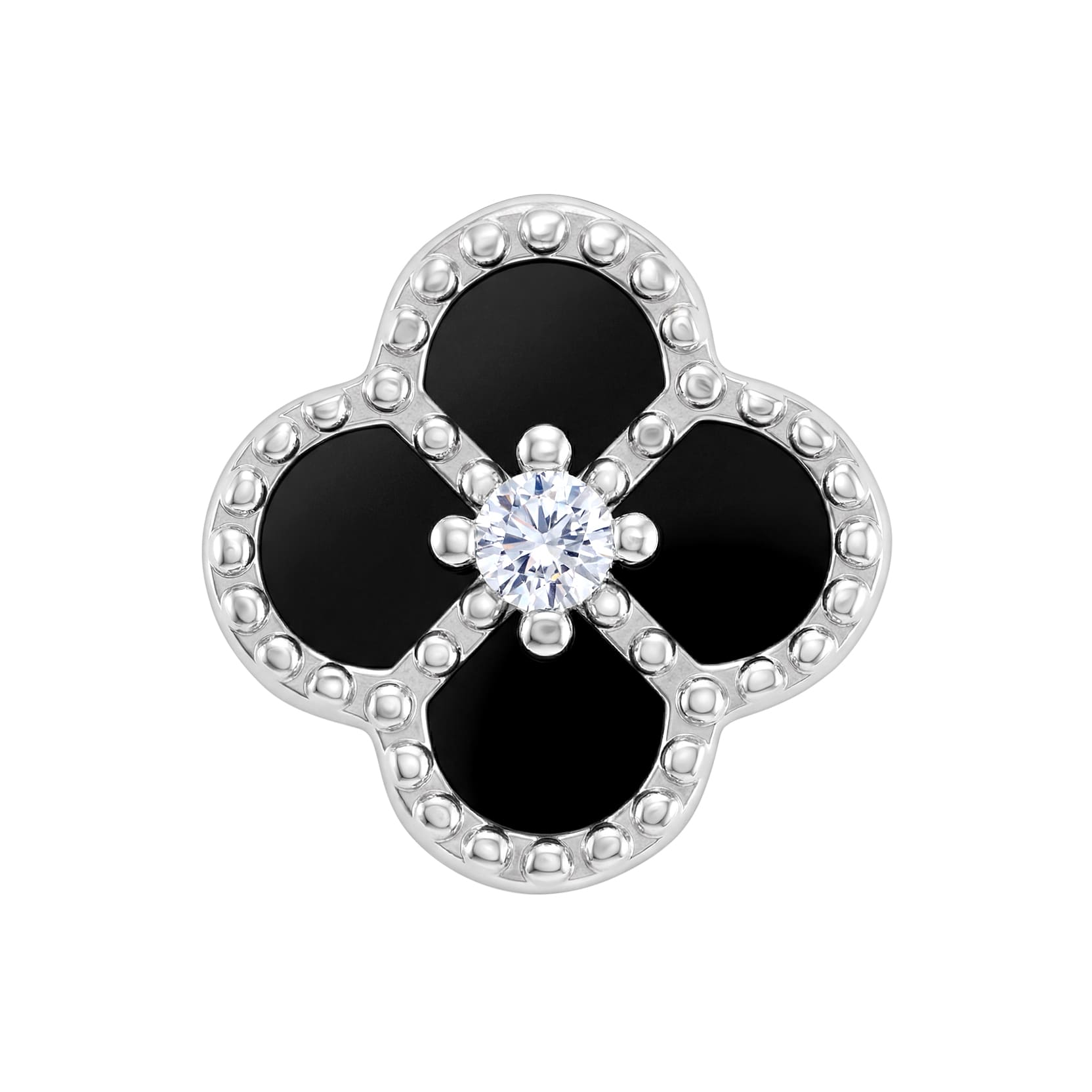 Diamond Leaf Clover Black S925 earrings
