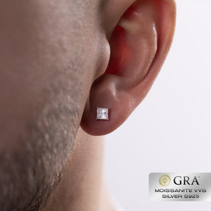Boucles d'oreilles à tige princesse diamant, 1 ct, moissanite VVS, or blanc S925