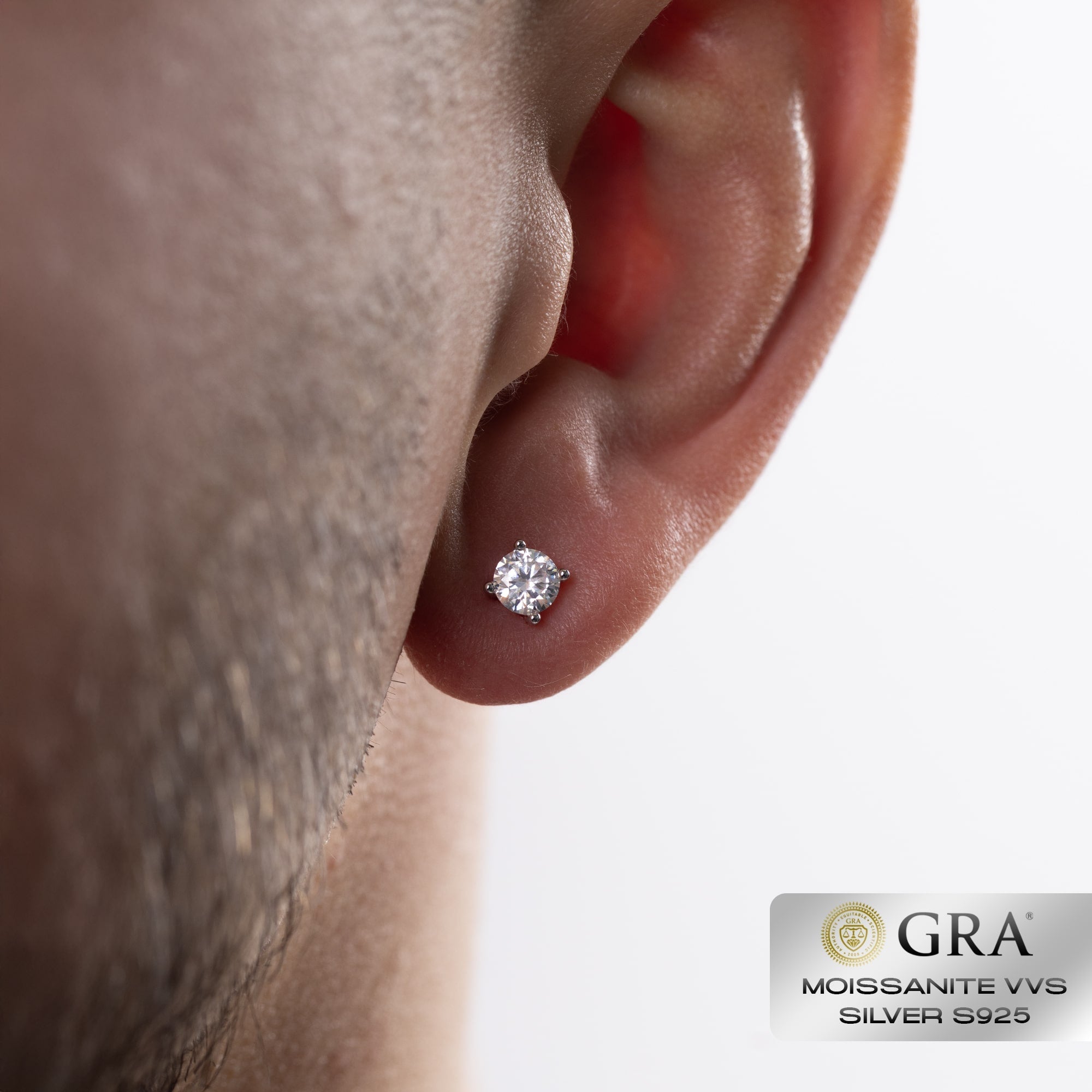 Boucles d'oreilles à tige en or blanc S925 et diamants, 1 carat de moissanite VVS