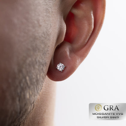 Boucles d'oreilles à tige en or blanc S925 et diamants, 1 carat de moissanite VVS