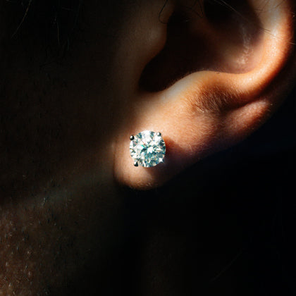 Diamond Stud Earrings 2ct Moissanite VVS S925 White Gold