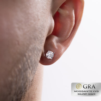 Boucles d'oreilles à tige en or blanc S925 et diamants, 2 carats de moissanite VVS