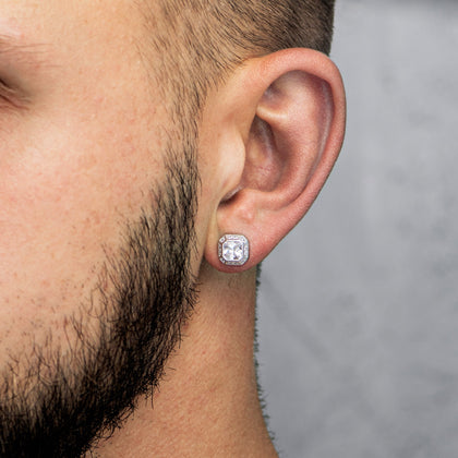 Boucles d'oreilles taille émeraude en or blanc