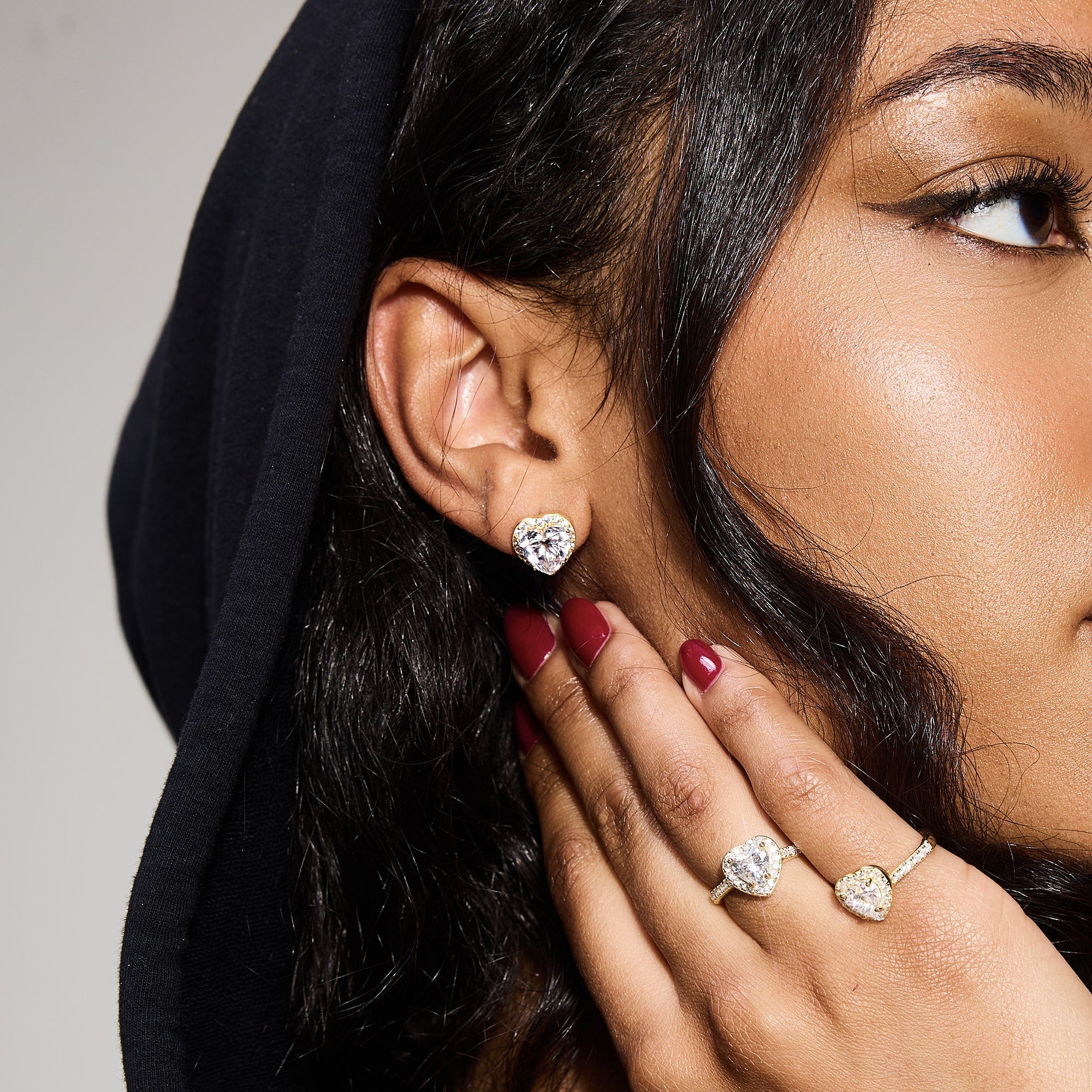 Heart Gem White earrings in S925 gold