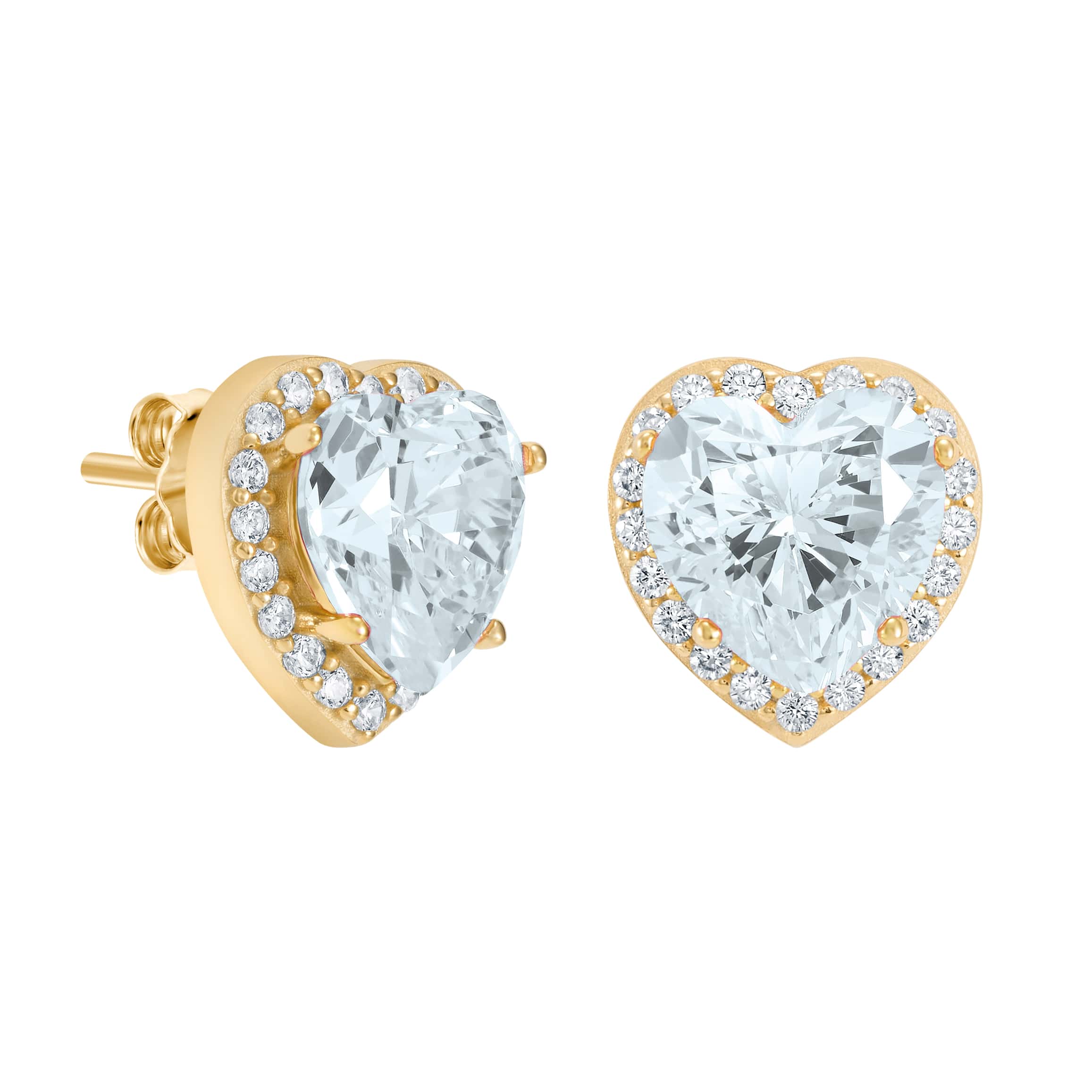 Heart Gem White earrings in S925 gold