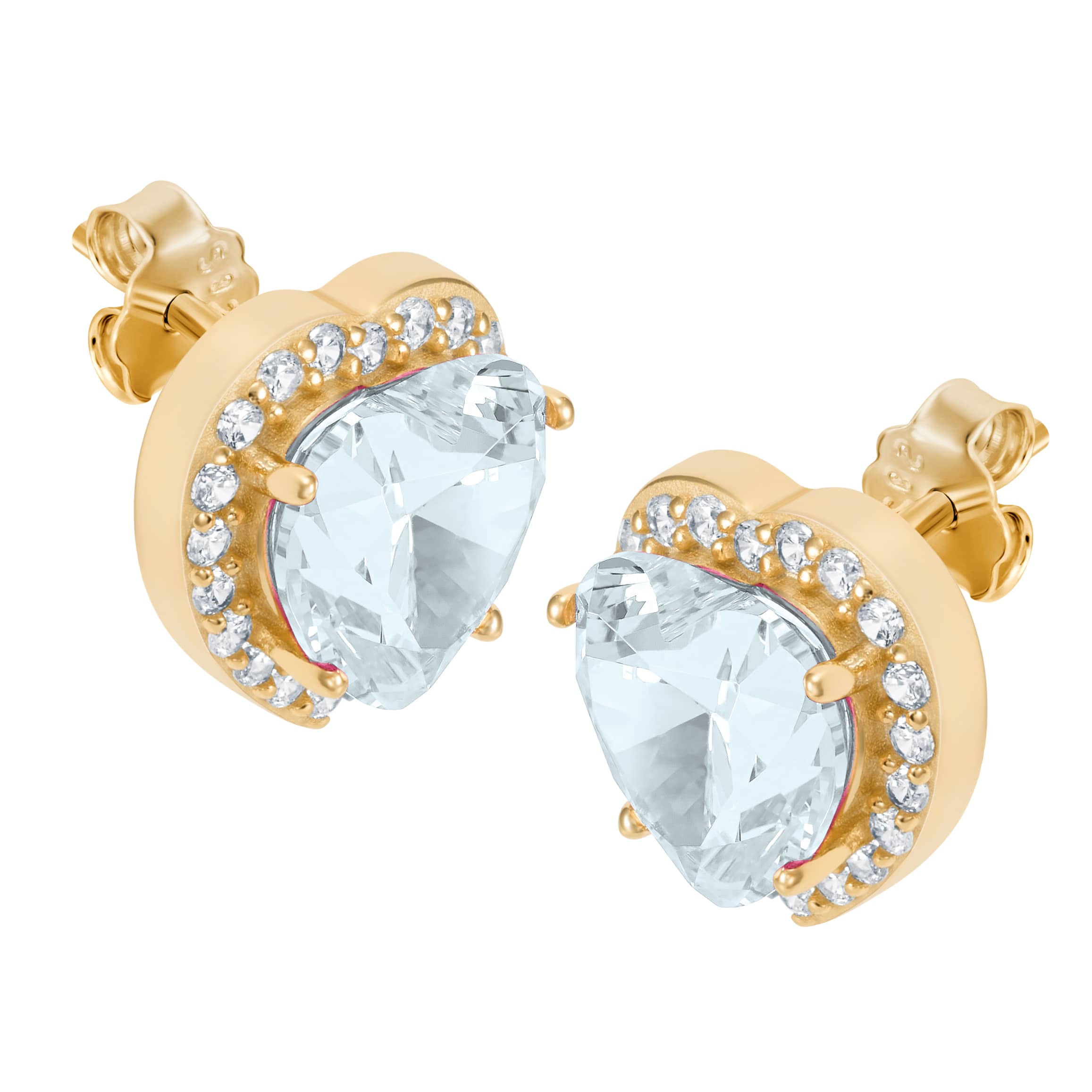 Heart Gem White earrings in S925 gold