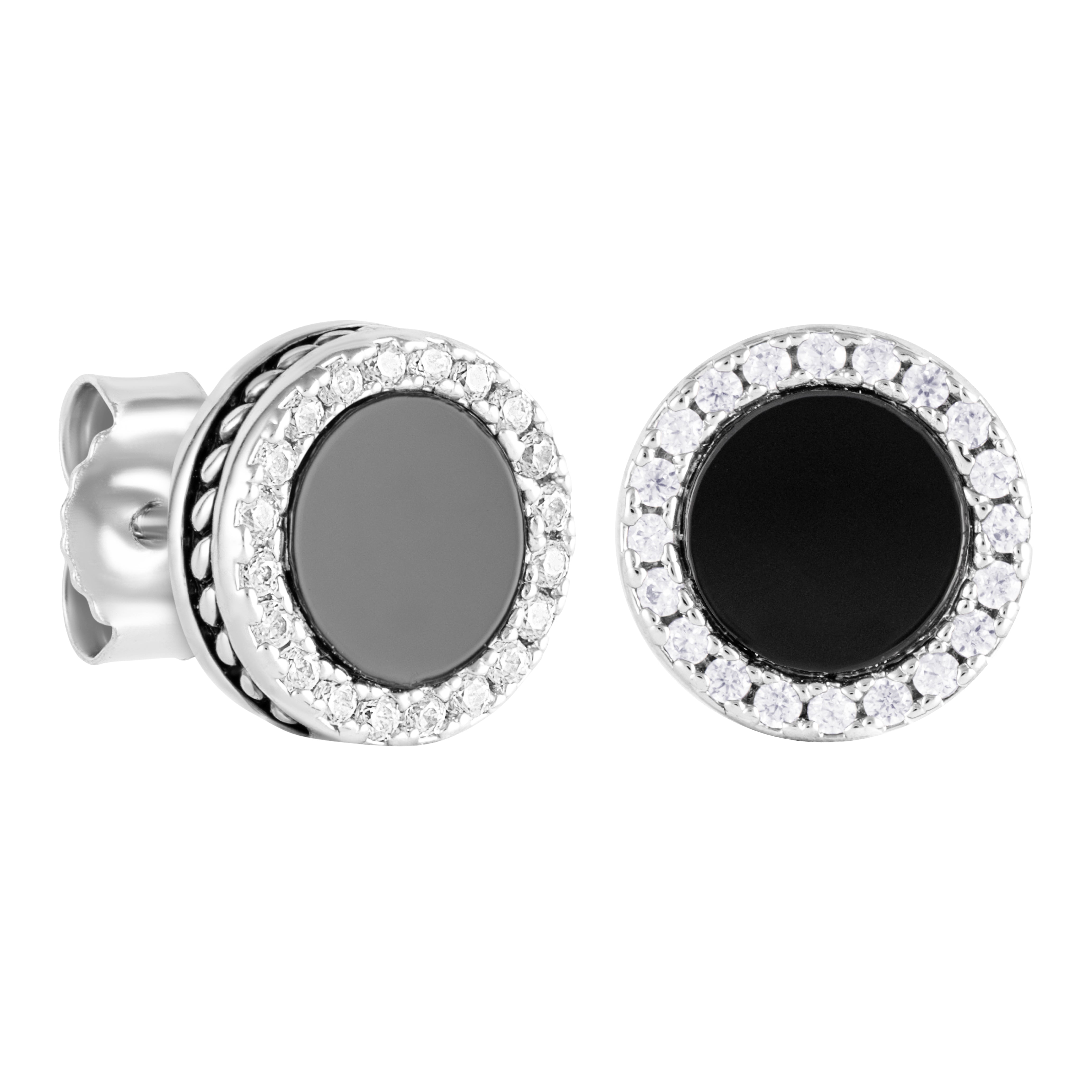Onyx Earrings White Gold
